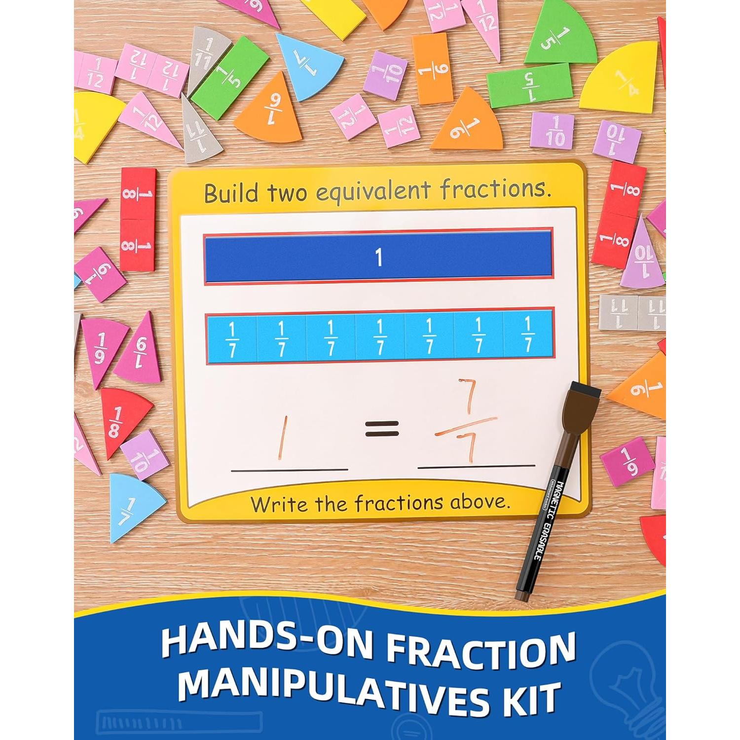 Juego de Azulejos de Fracciones Magnéticas Gotoofun - 14 Tarjetas Interactivas