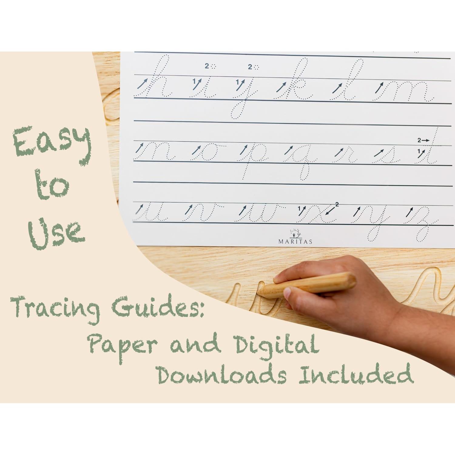 Tablero de Trazado Cursivo Montessori Maritas 55.88x29.21cm