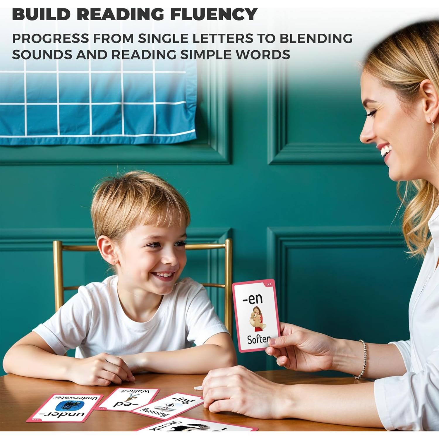 Tarjetas de Flash Fonéticas QUOKKA 260 Piezas para Niños 3-8 Años