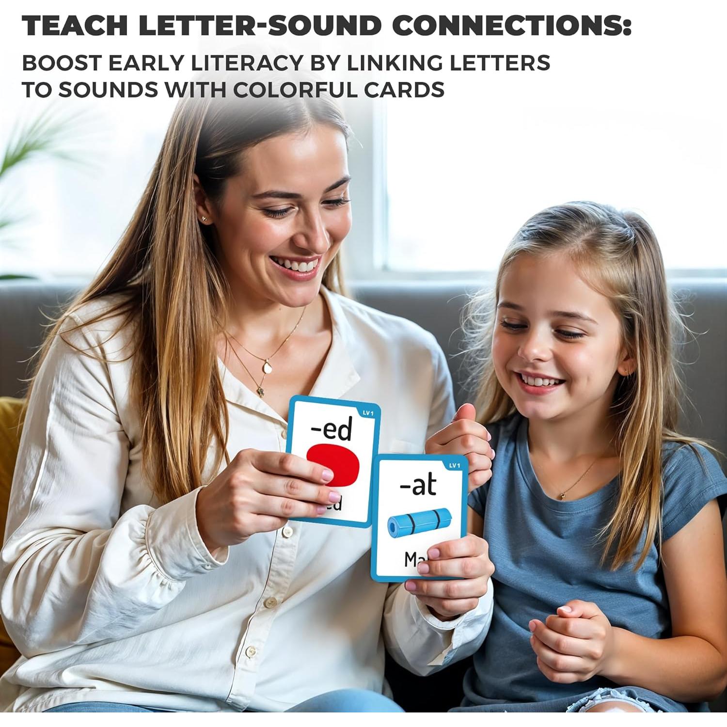 Tarjetas de Flash Fonéticas QUOKKA 260 Piezas para Niños 3-8 Años