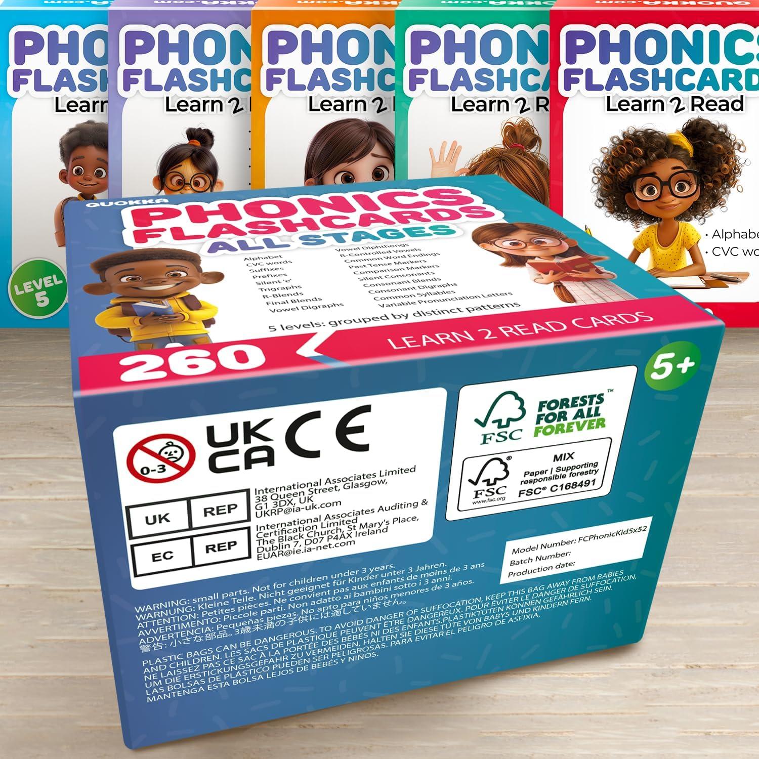 Tarjetas de Fonética QUOKKA para Niños 4-8 Años - 260 Juegos