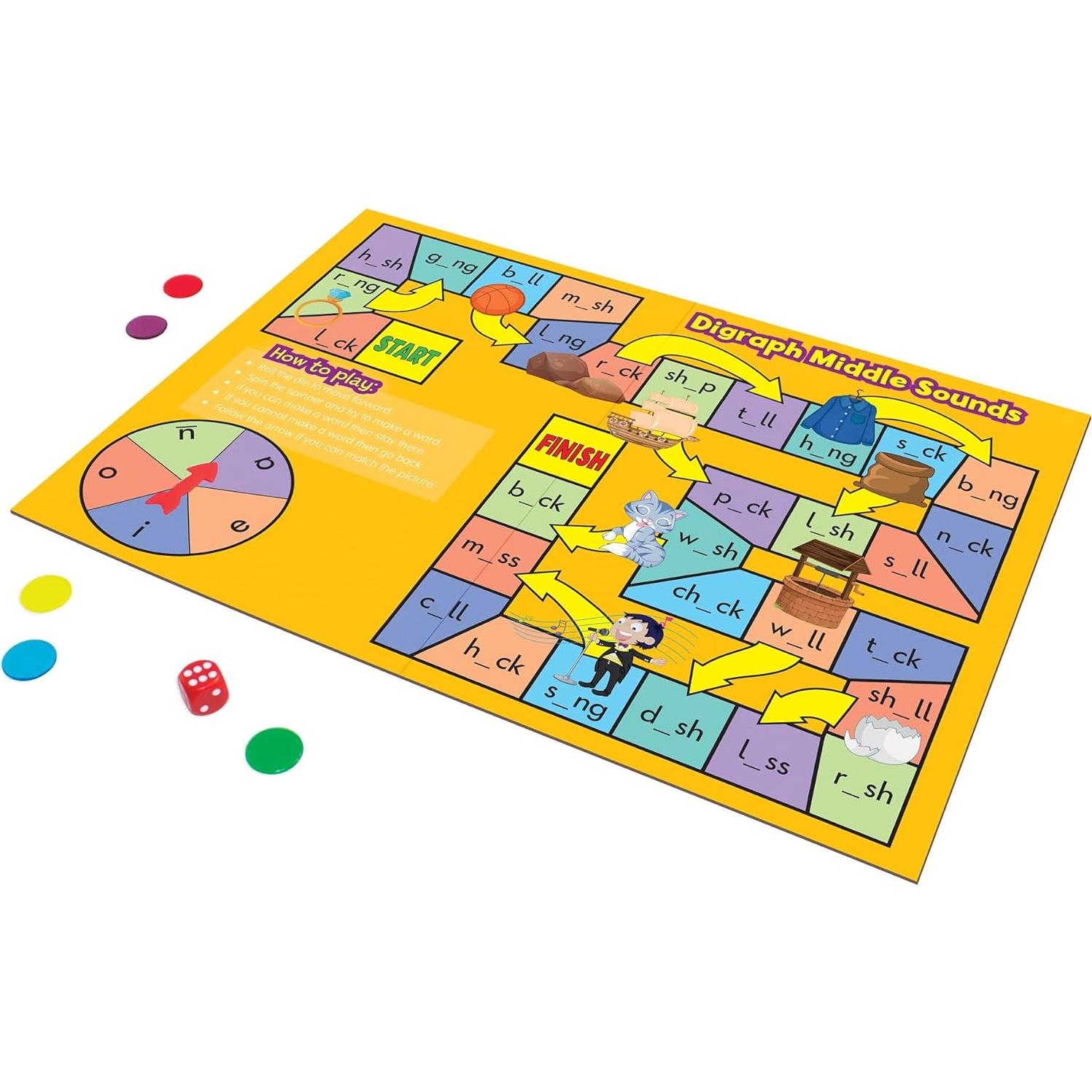 Juego de Tablero de Fonética Junior Learning, 6 Fichas, 4-5 Años