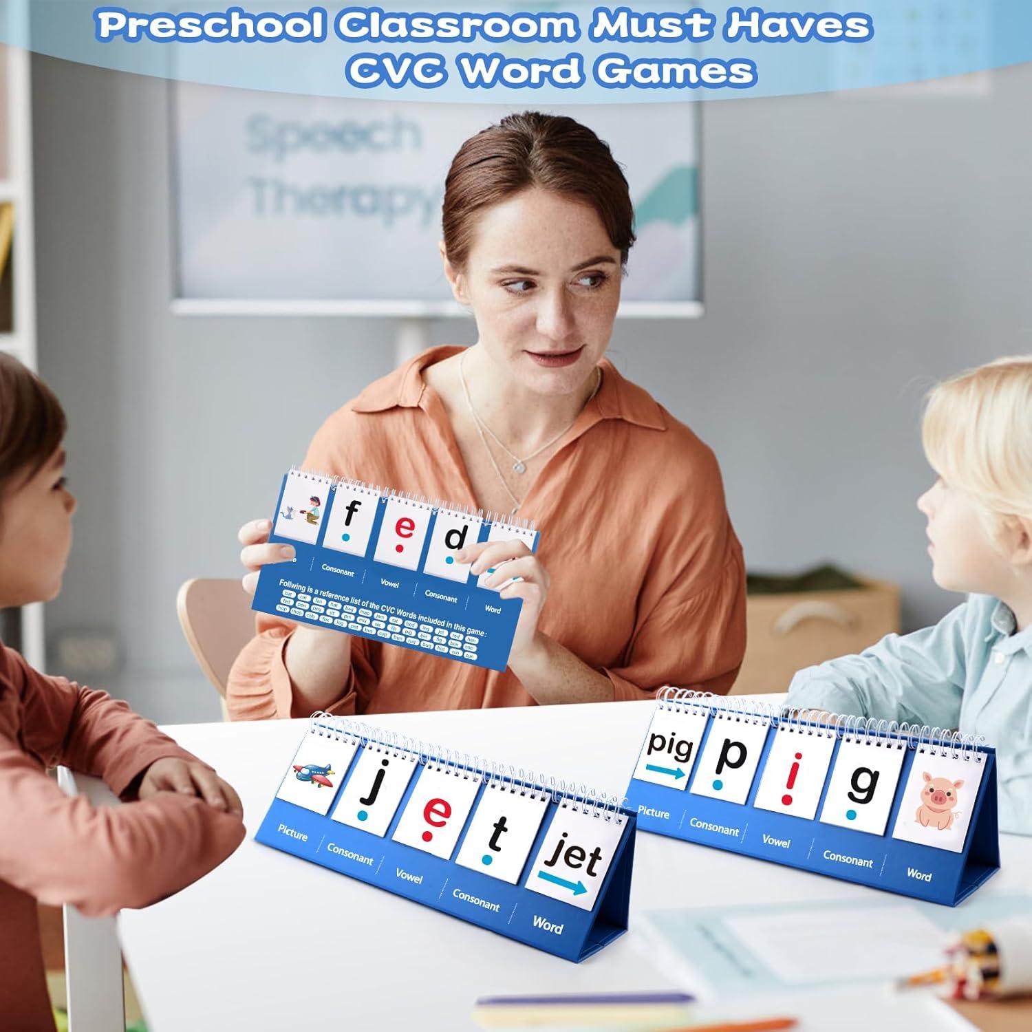 Juegos de Palabras CVC Coosilion - 60 Tarjetas Flash Educativas