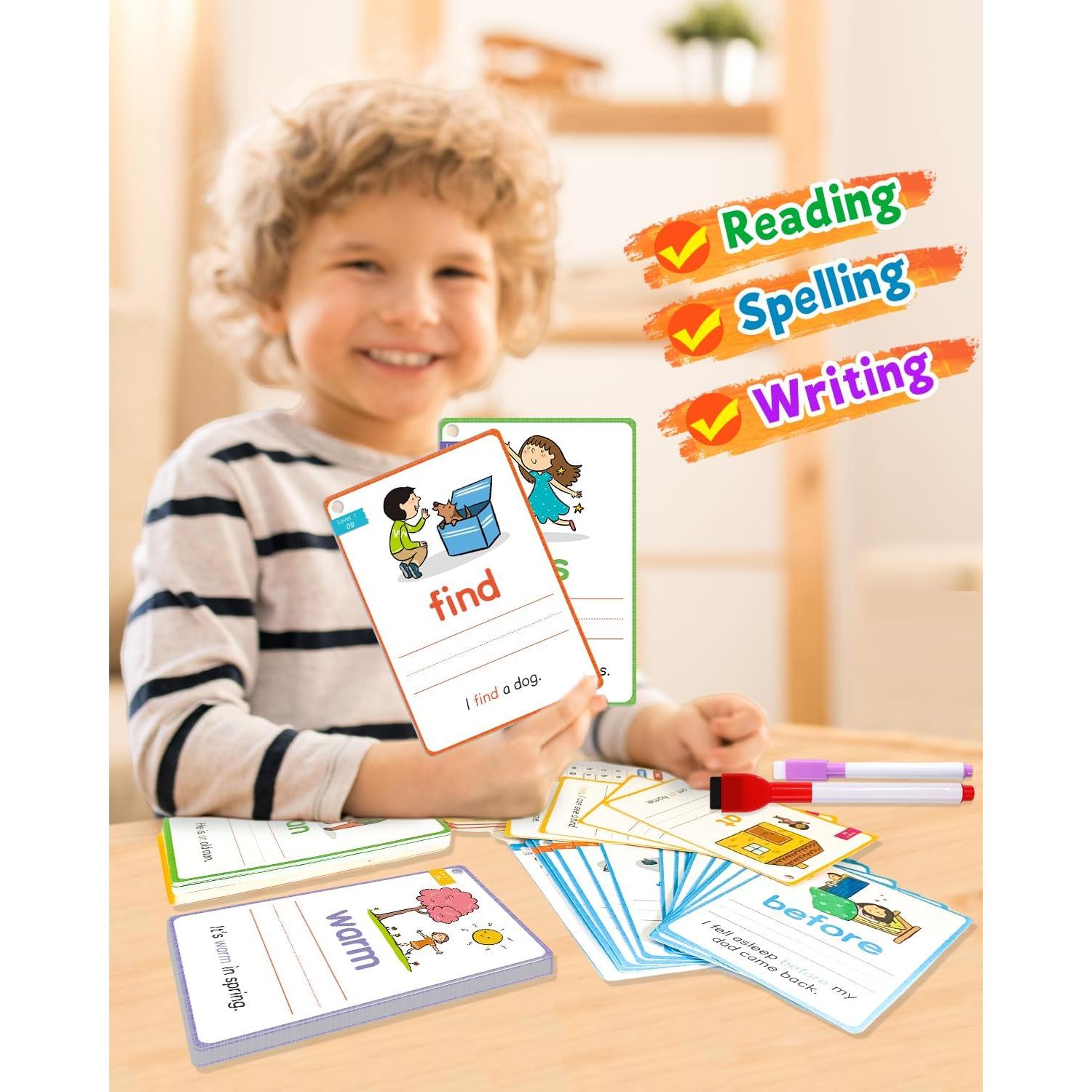 Tarjetas de Palabras de Vista HOQEEWIPE 250 Juegos Reutilizables