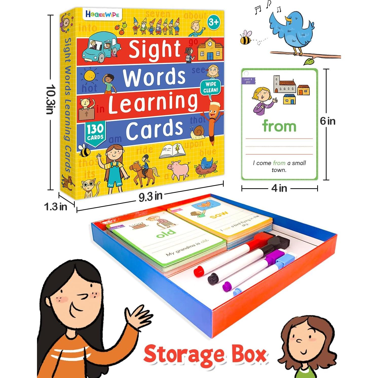 Tarjetas de Palabras de Vista HOQEEWIPE 250 Juegos Reutilizables