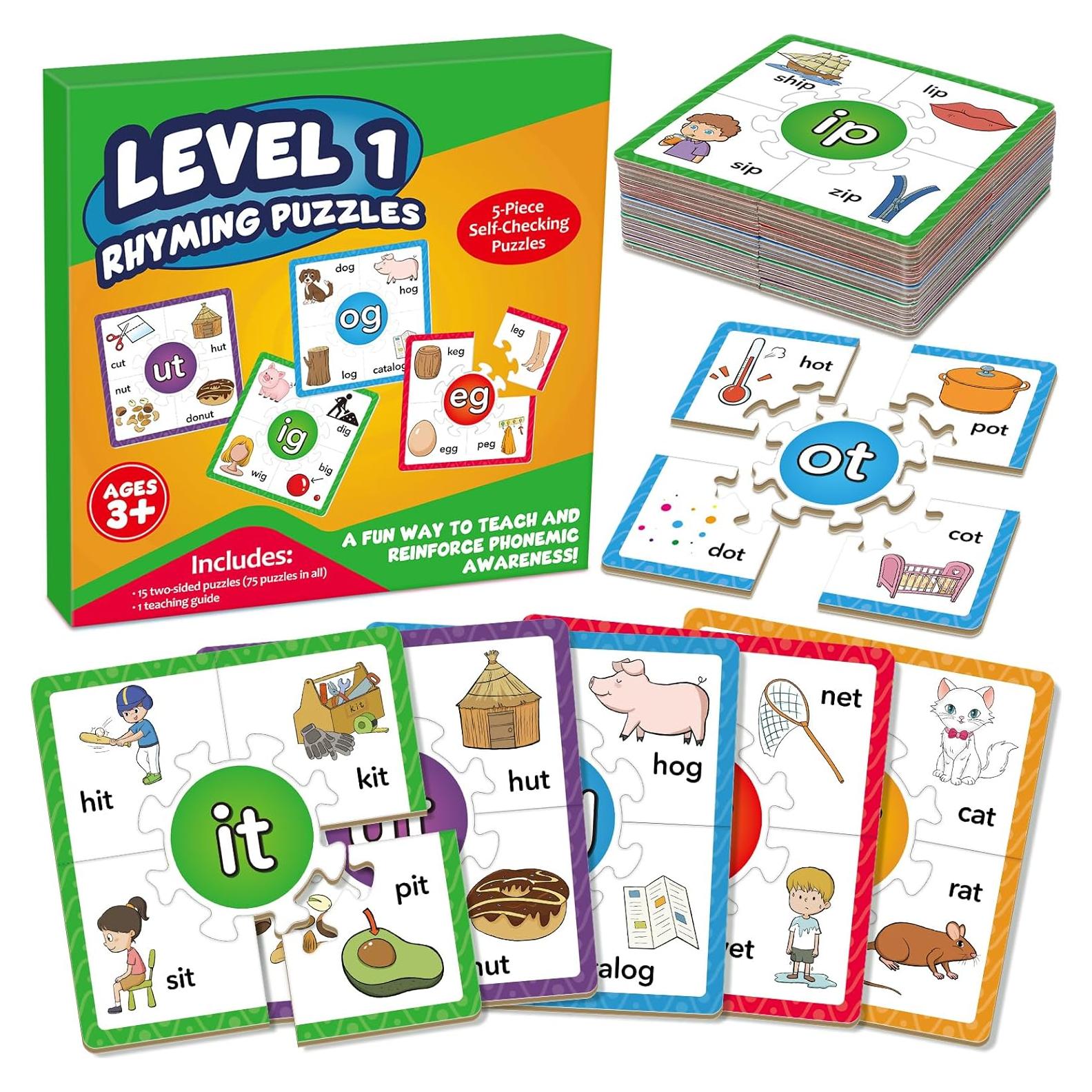 Juegos de Rompecabezas Fonéticos Edulok - 15 Tarjetas para Niños