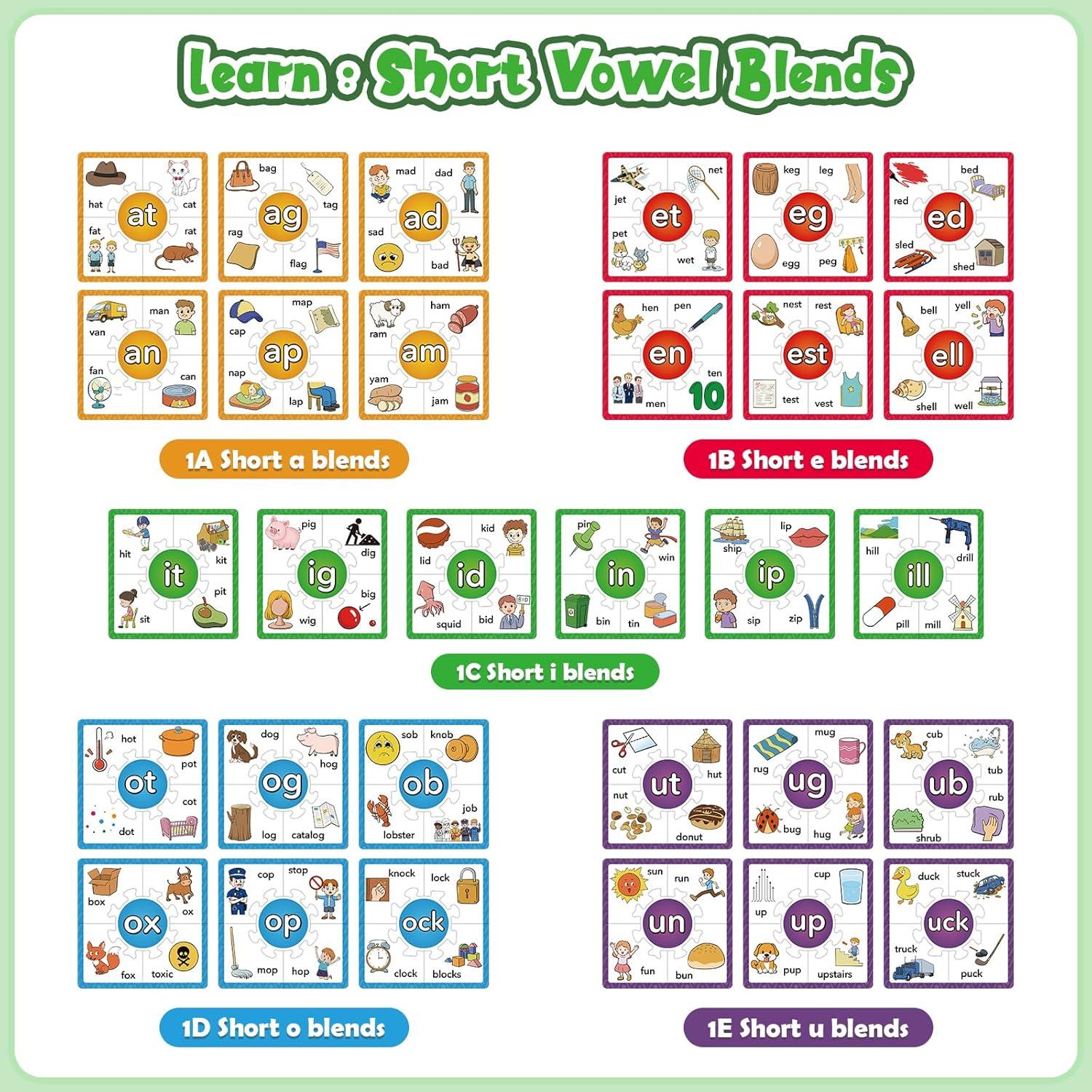 Juegos de Rompecabezas Fonéticos Edulok - 15 Tarjetas para Niños