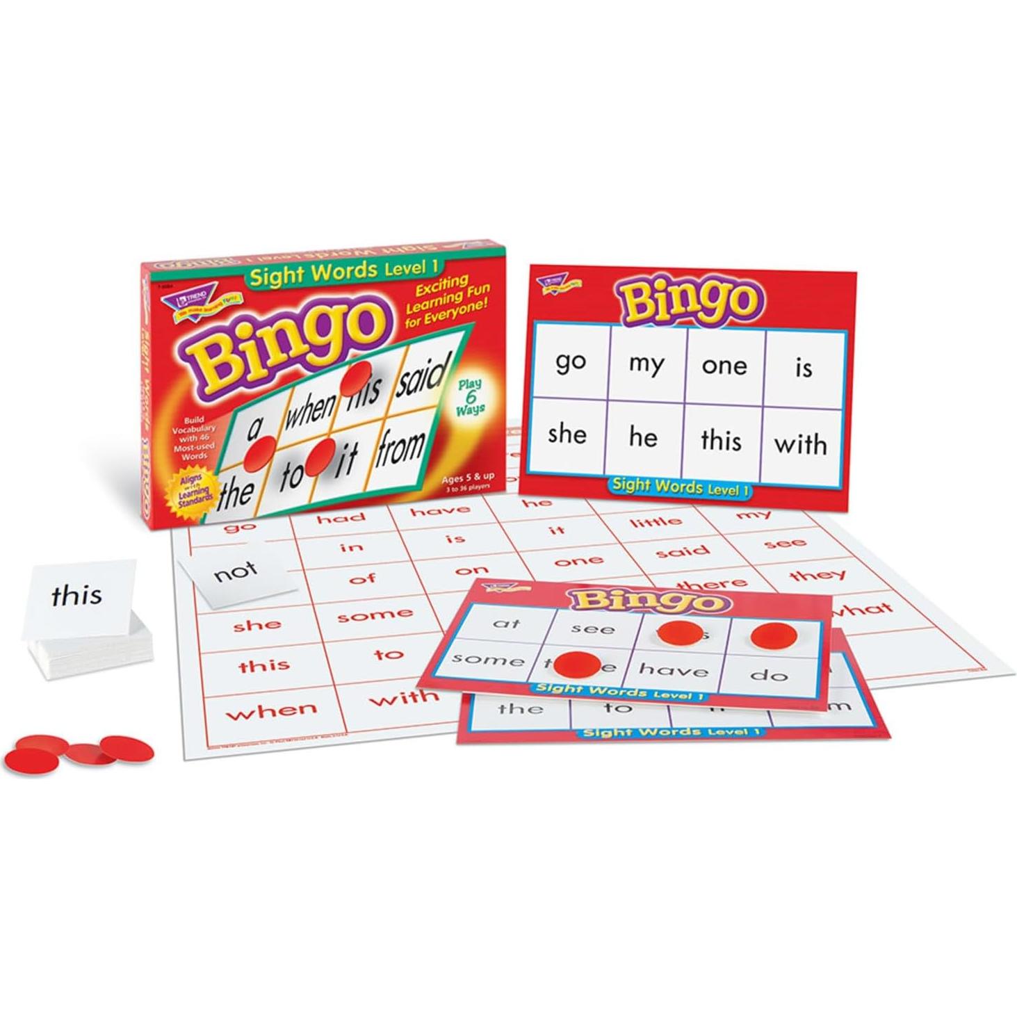 Juego de Bingo de Palabras de Vista TREND Nivel 1 - 36 Cartas