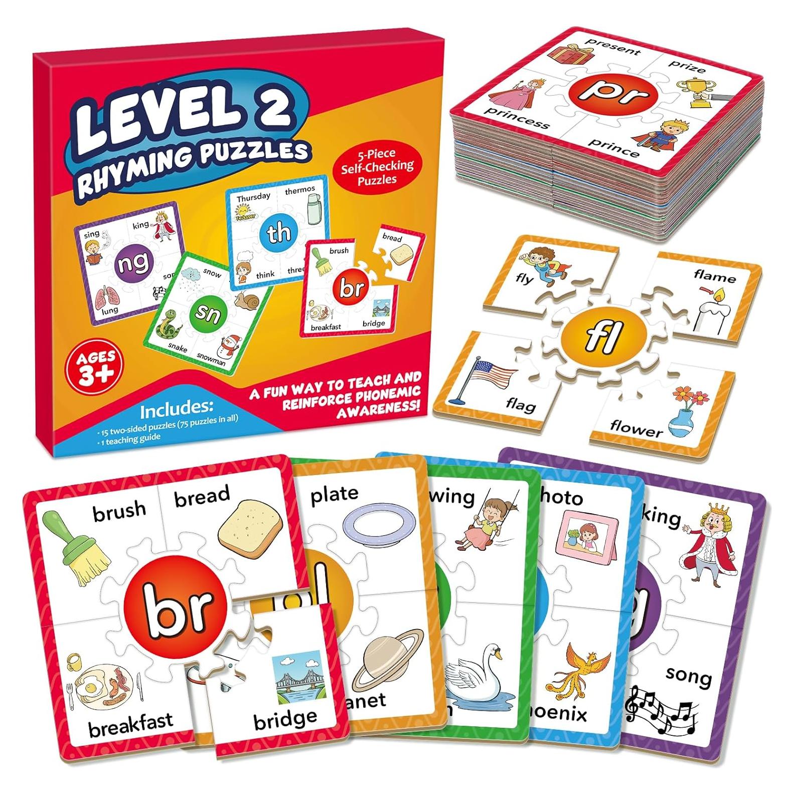 Juegos de Rompecabezas de Fonética Edulok - 15 Tarjetas para Niños