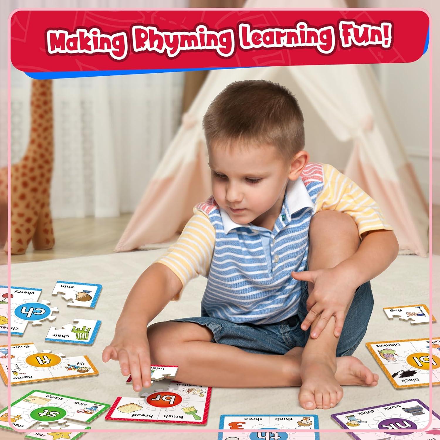 Juegos de Rompecabezas de Fonética Edulok - 15 Tarjetas para Niños