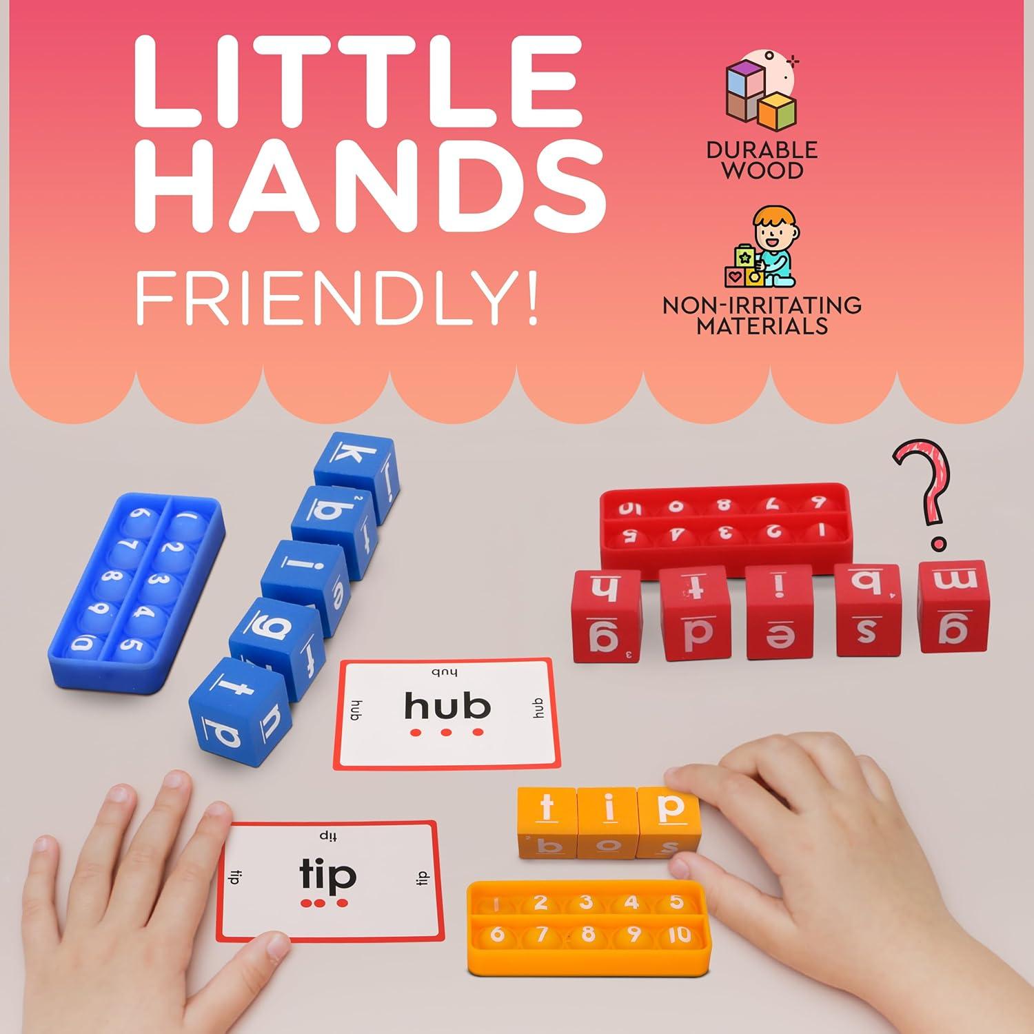 Juego de Fonética CVC KIDDIEWIZE con 110 Tarjetas y Bloques