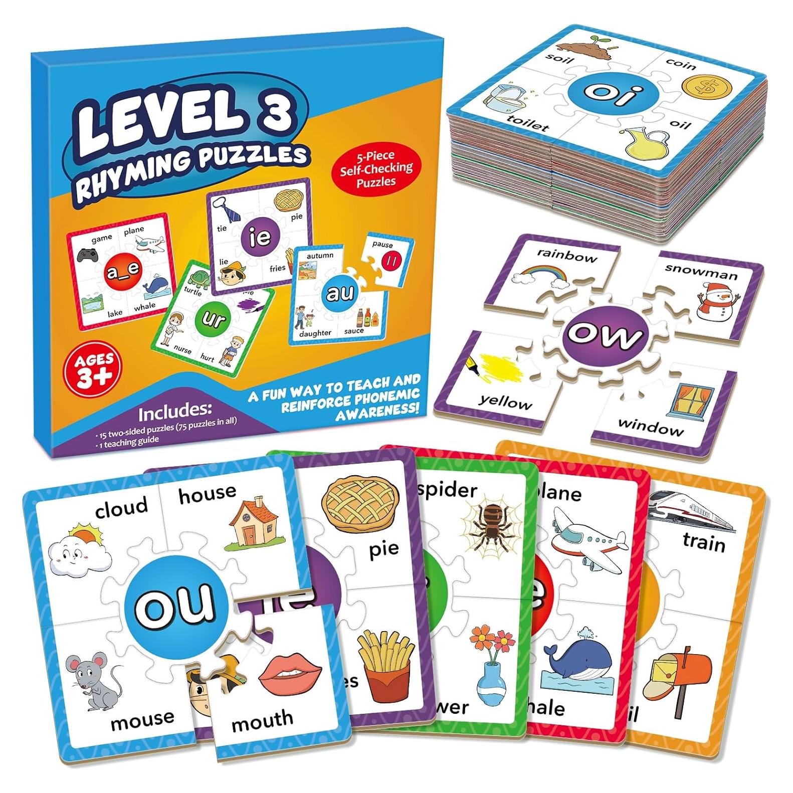 Juegos de Rompecabezas de Fonética Edulok - 15 Tarjetas para Niños