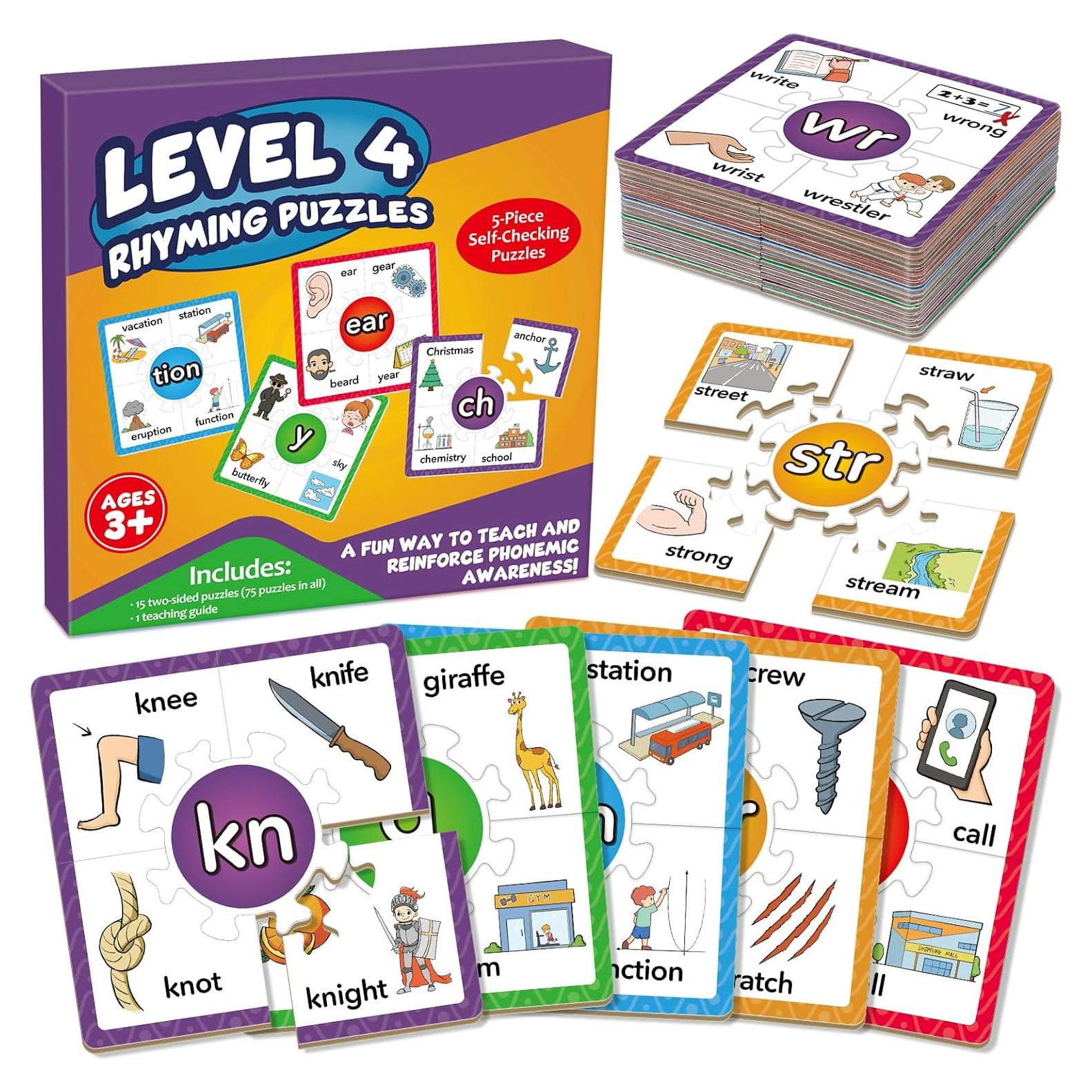 Juegos de Rompecabezas Fonéticos Edulok - 15 Tarjetas para Preescolar