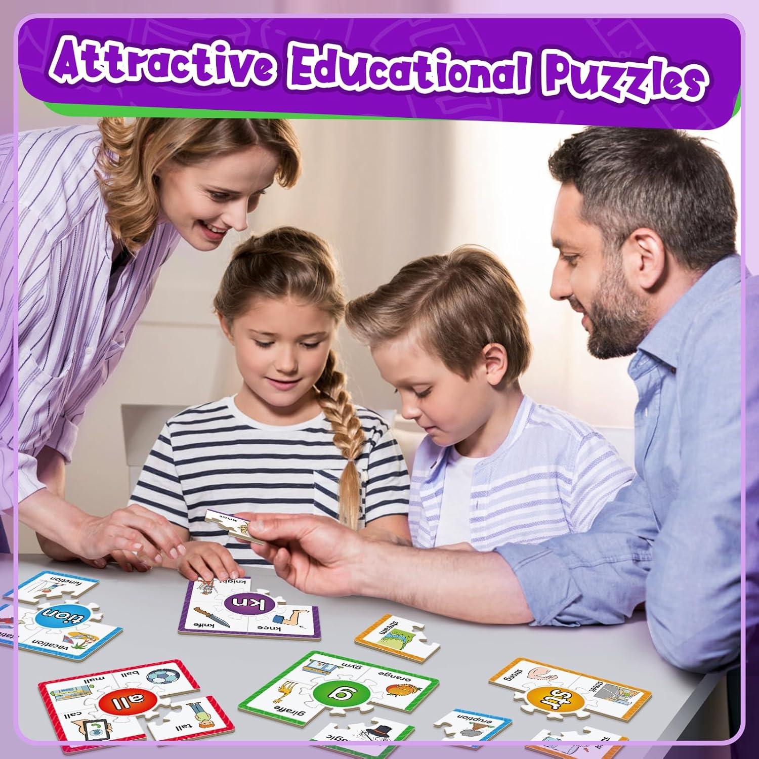 Juegos de Rompecabezas Fonéticos Edulok - 15 Tarjetas para Preescolar