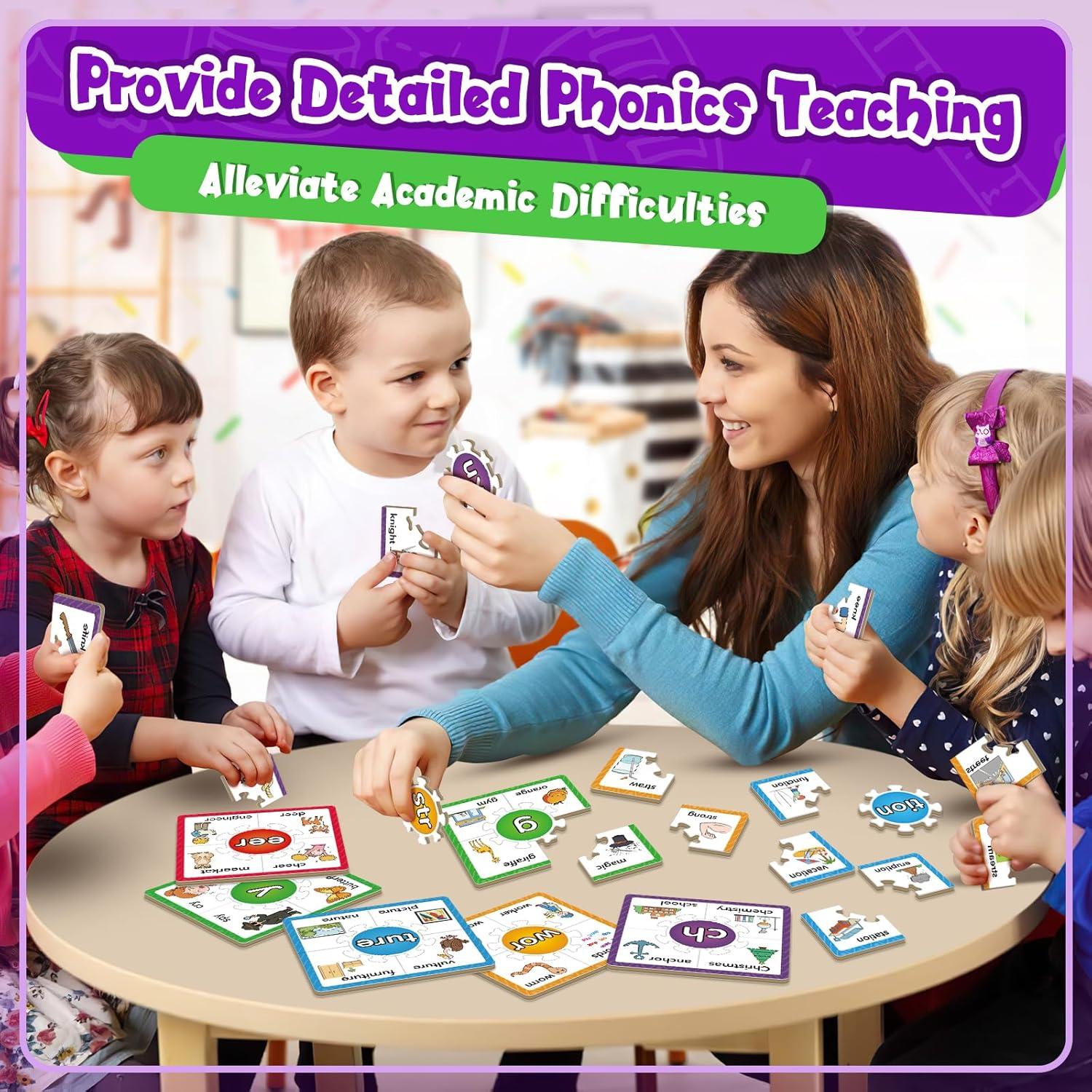 Juegos de Rompecabezas Fonéticos Edulok - 15 Tarjetas para Preescolar