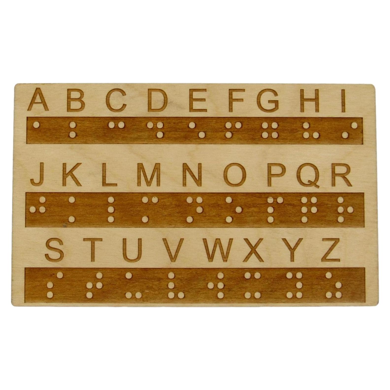 Tablero de Alfabeto Braille Creativo - Madera de Abeto - 18.29x11.18 cm