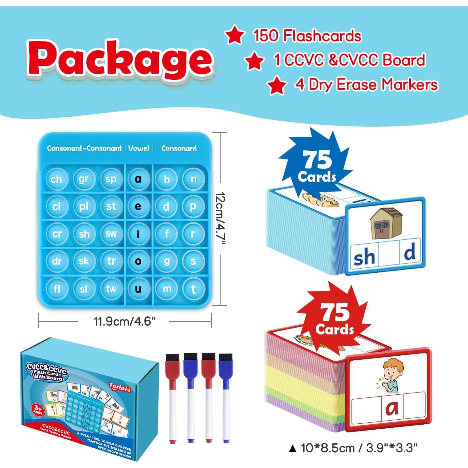 Juego de Palabras CVCC & CCVC Torlam - Tarjetas de Flash Educativas