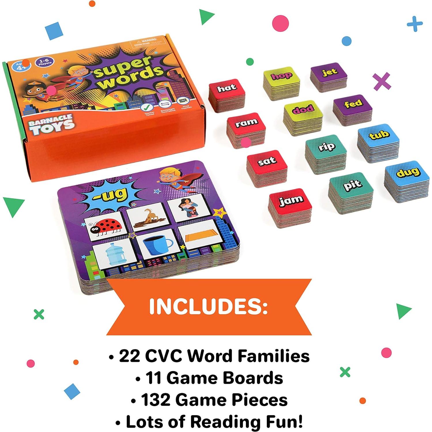 Juego de Palabras CVC Super Palabras Barnacle Toys - 132 Tarjetas