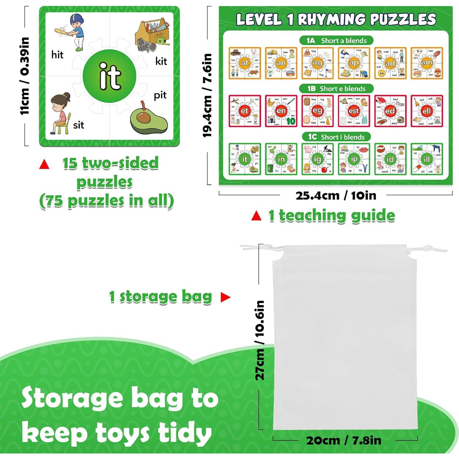 Rompecabezas Fonéticos Torlam - 15 Tarjetas Didácticas para Niños
