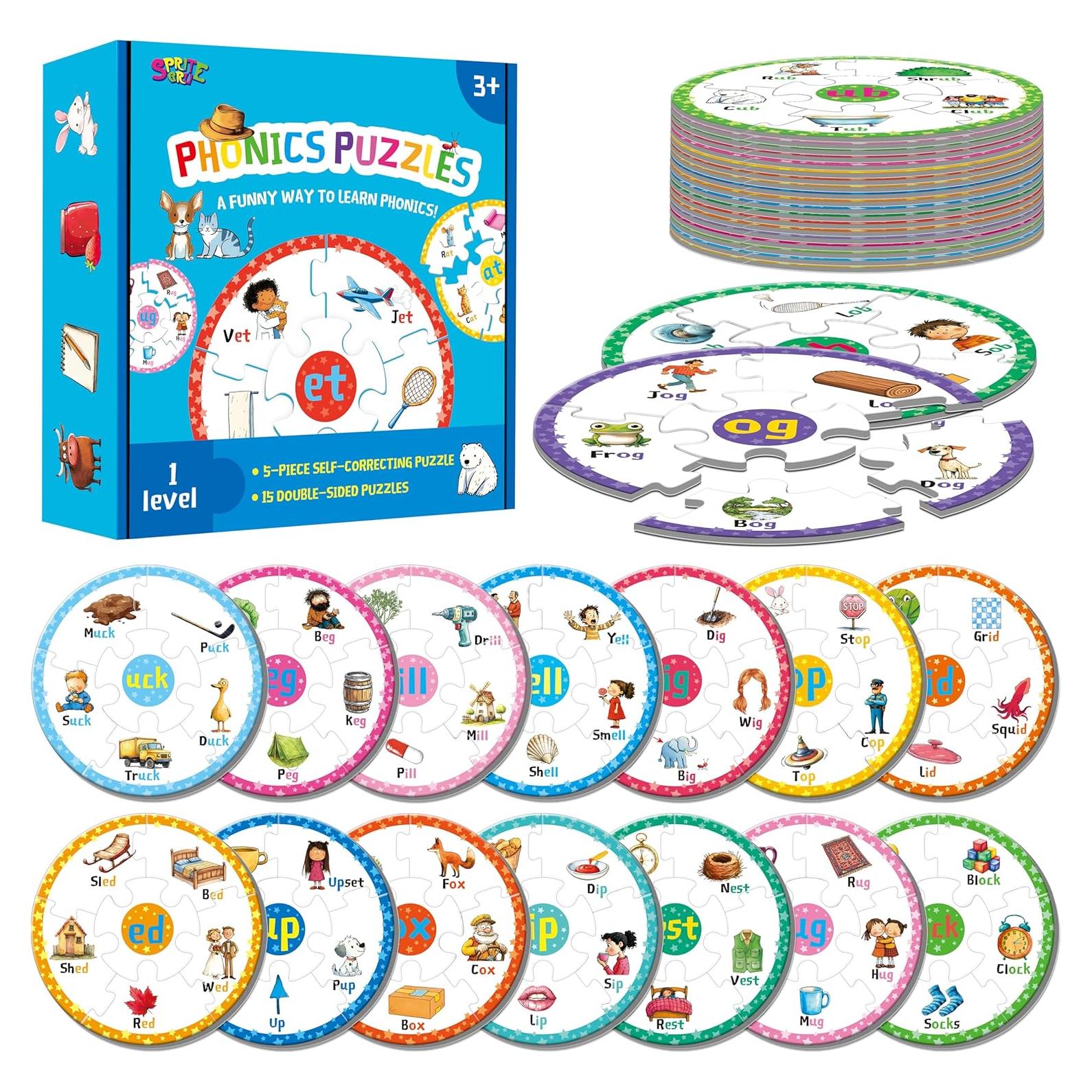 Rompecabezas Fonético SpriteGru 30 Tarjetas Educativas Niños