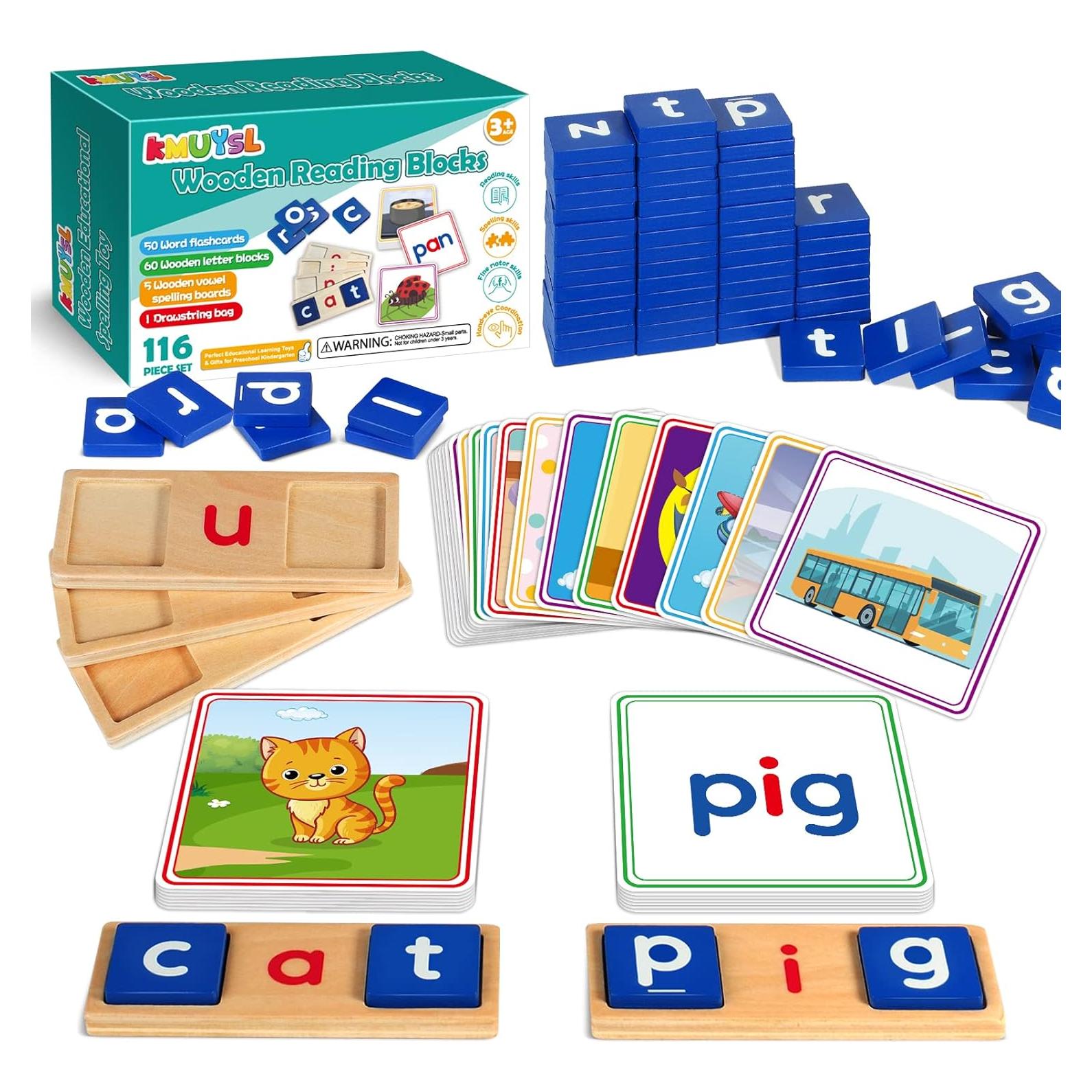 Juego de Aprendizaje de Ortografía CVC de Madera KMUYSL