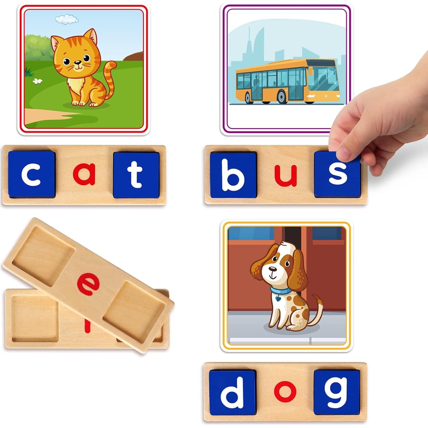 Juego de Aprendizaje de Ortografía CVC de Madera KMUYSL