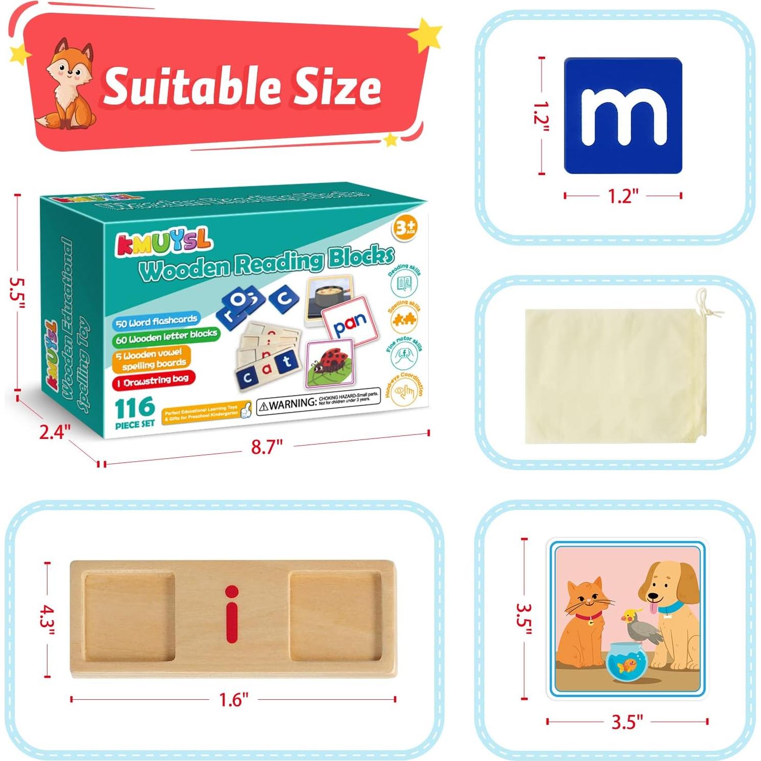 Juego de Aprendizaje de Ortografía CVC de Madera KMUYSL