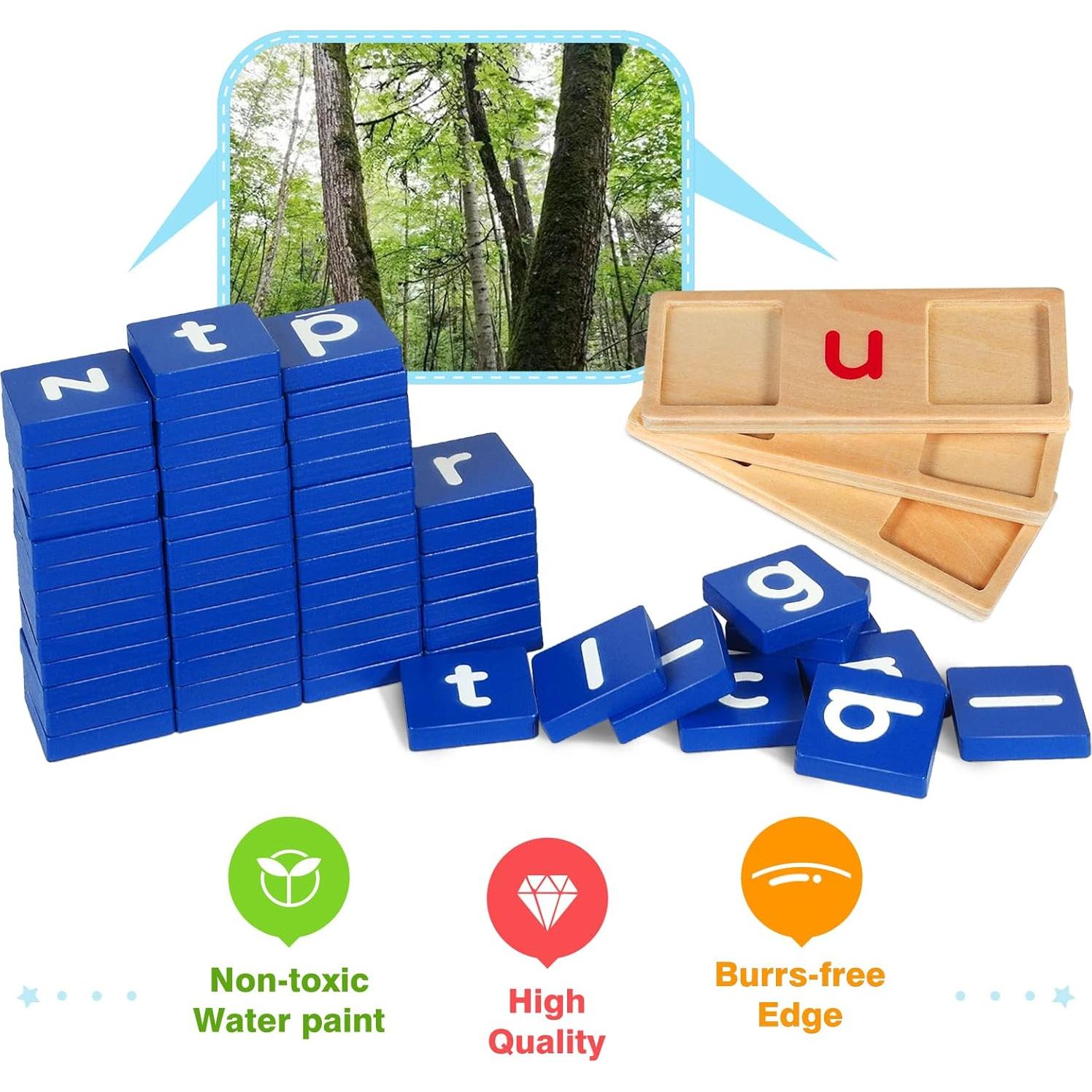 Juego de Aprendizaje de Ortografía CVC de Madera KMUYSL