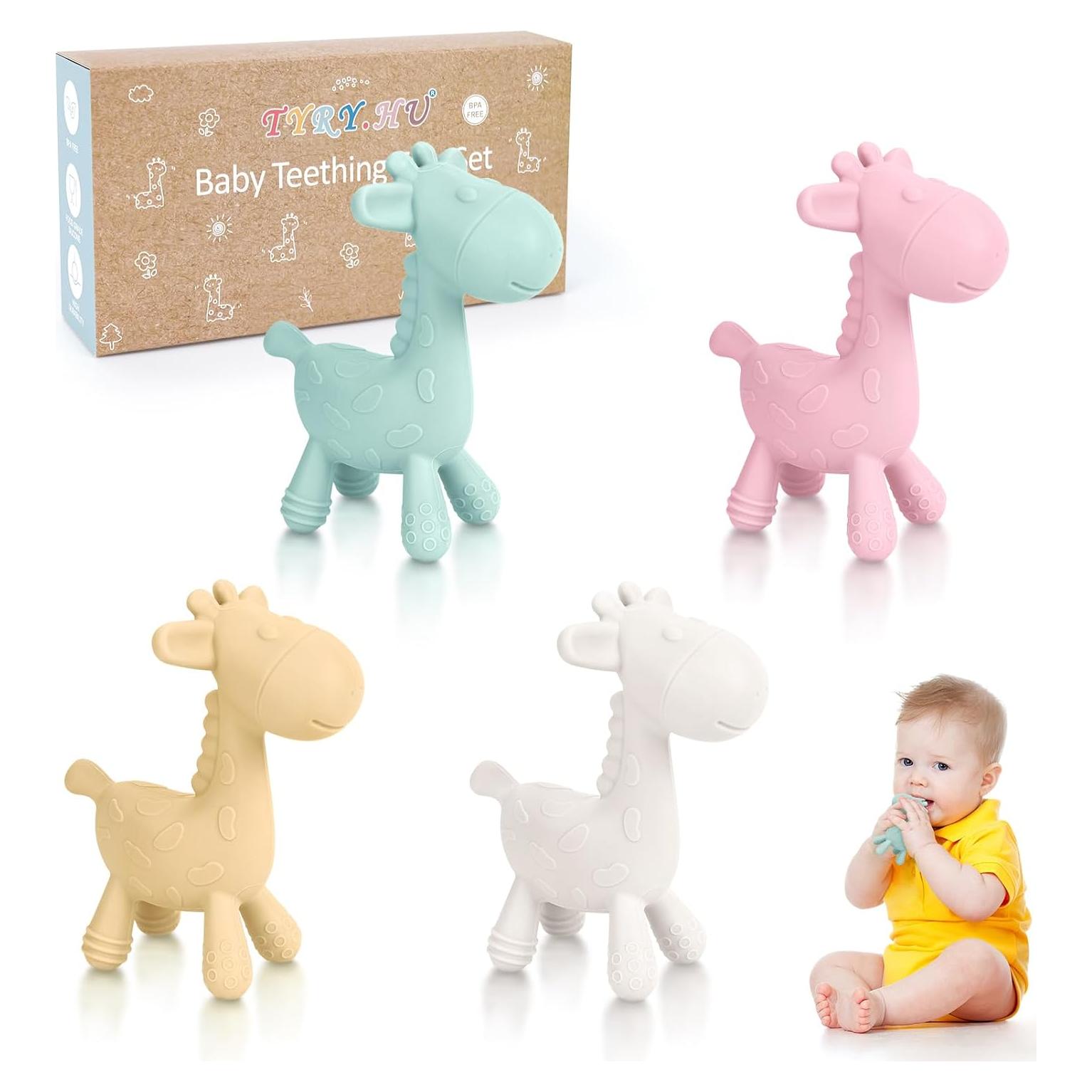 Mordedores de Silicona TYRY.HU Jirafa 4 Piezas para Bebés