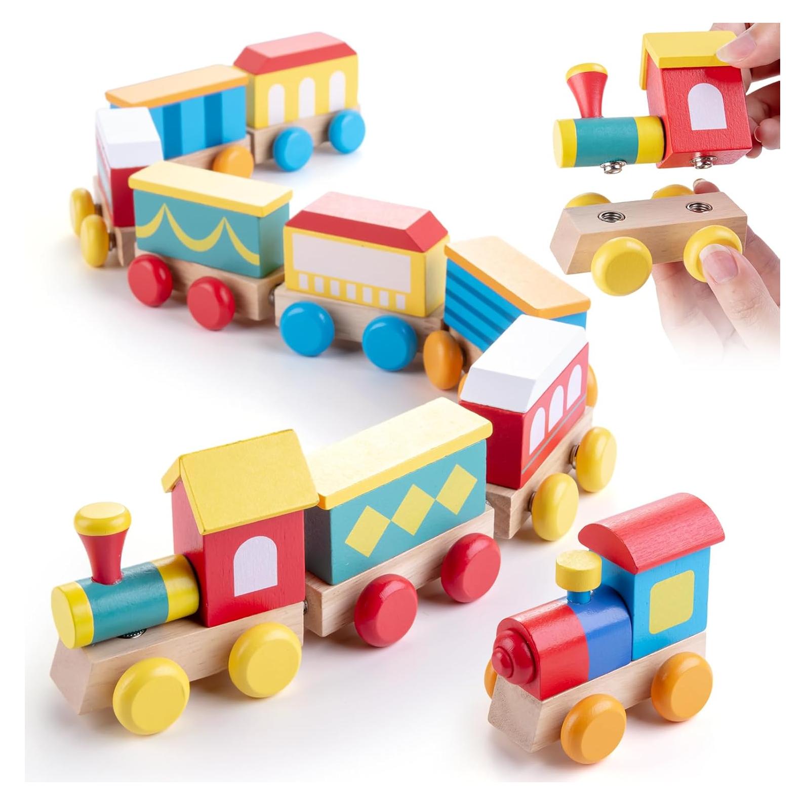 Juego de Tren de Madera TIGERHU | Juguete Educativo 34 Piezas