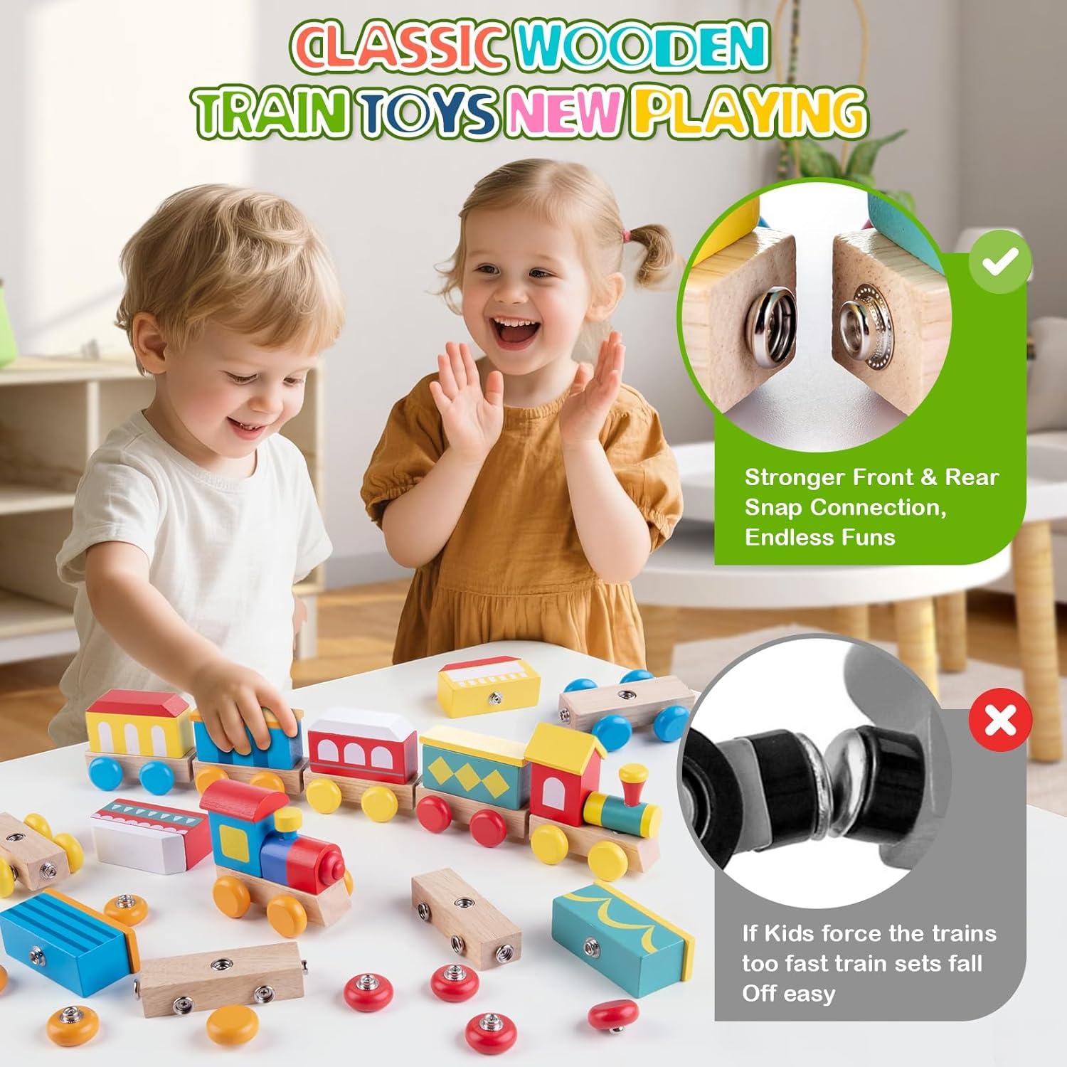 Juego de Tren de Madera TIGERHU | Juguete Educativo 34 Piezas