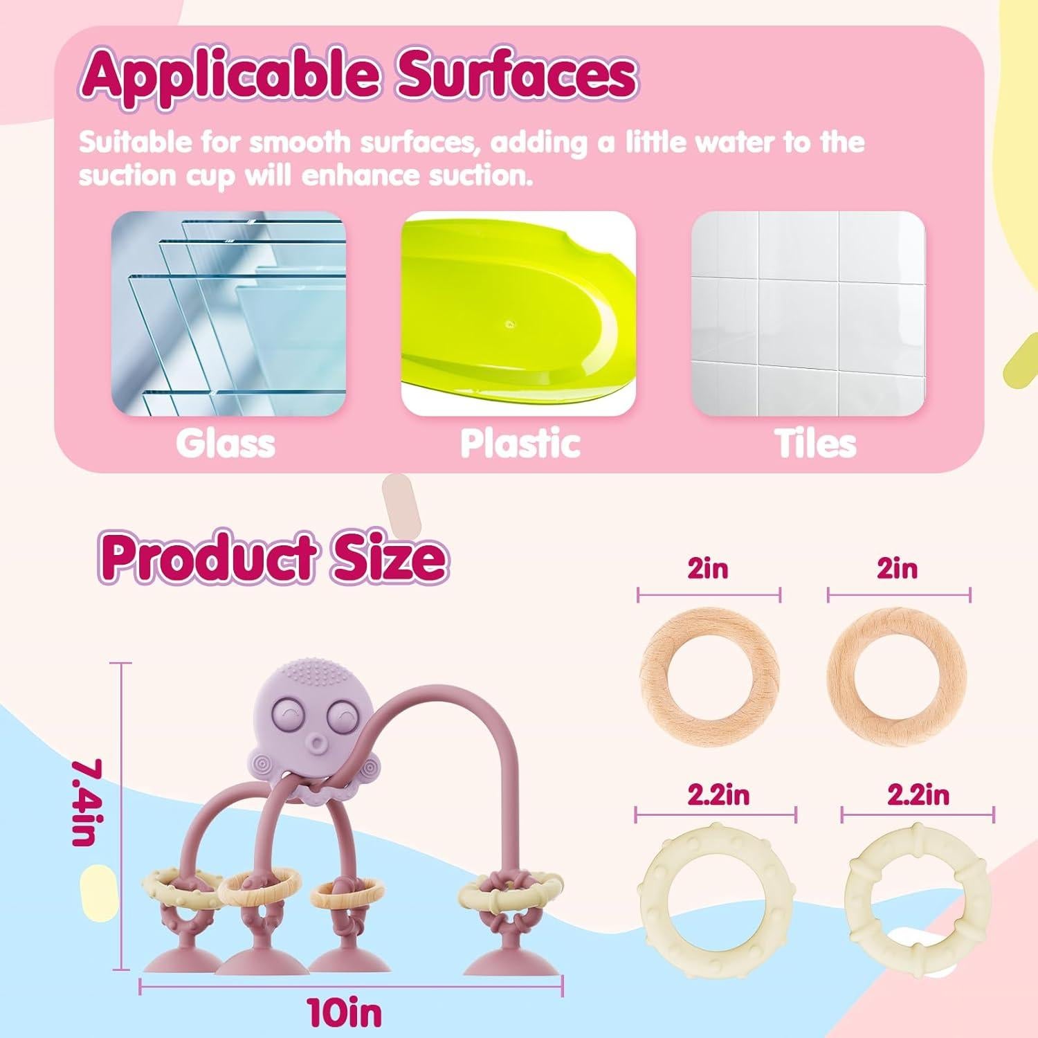 Juguete de Dentición para Bebés Happi2U Rosa con Ventosa