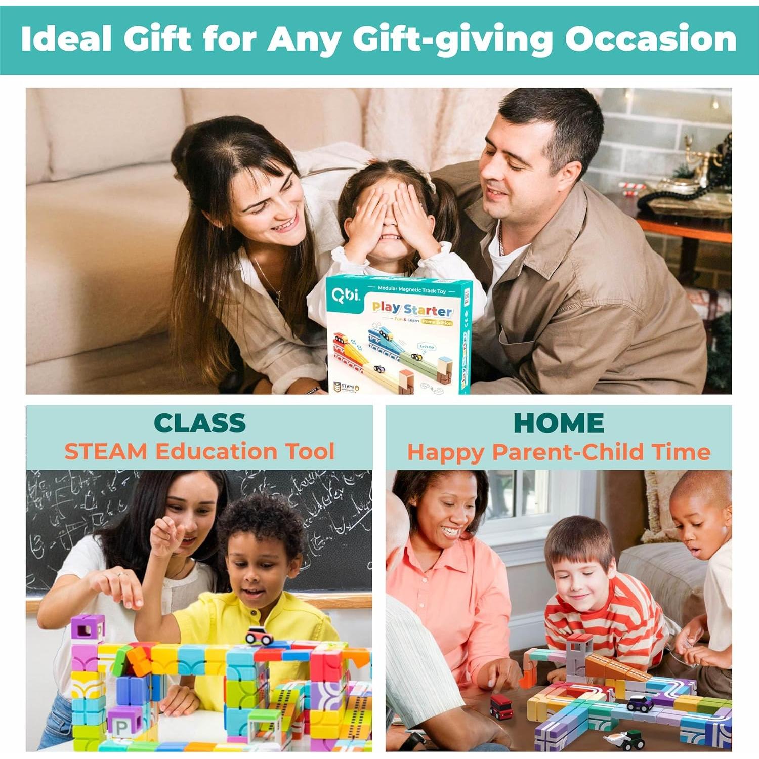 Juego QBI STEM Todo-en-Uno 82 Piezas con Coches y Pistas 3D