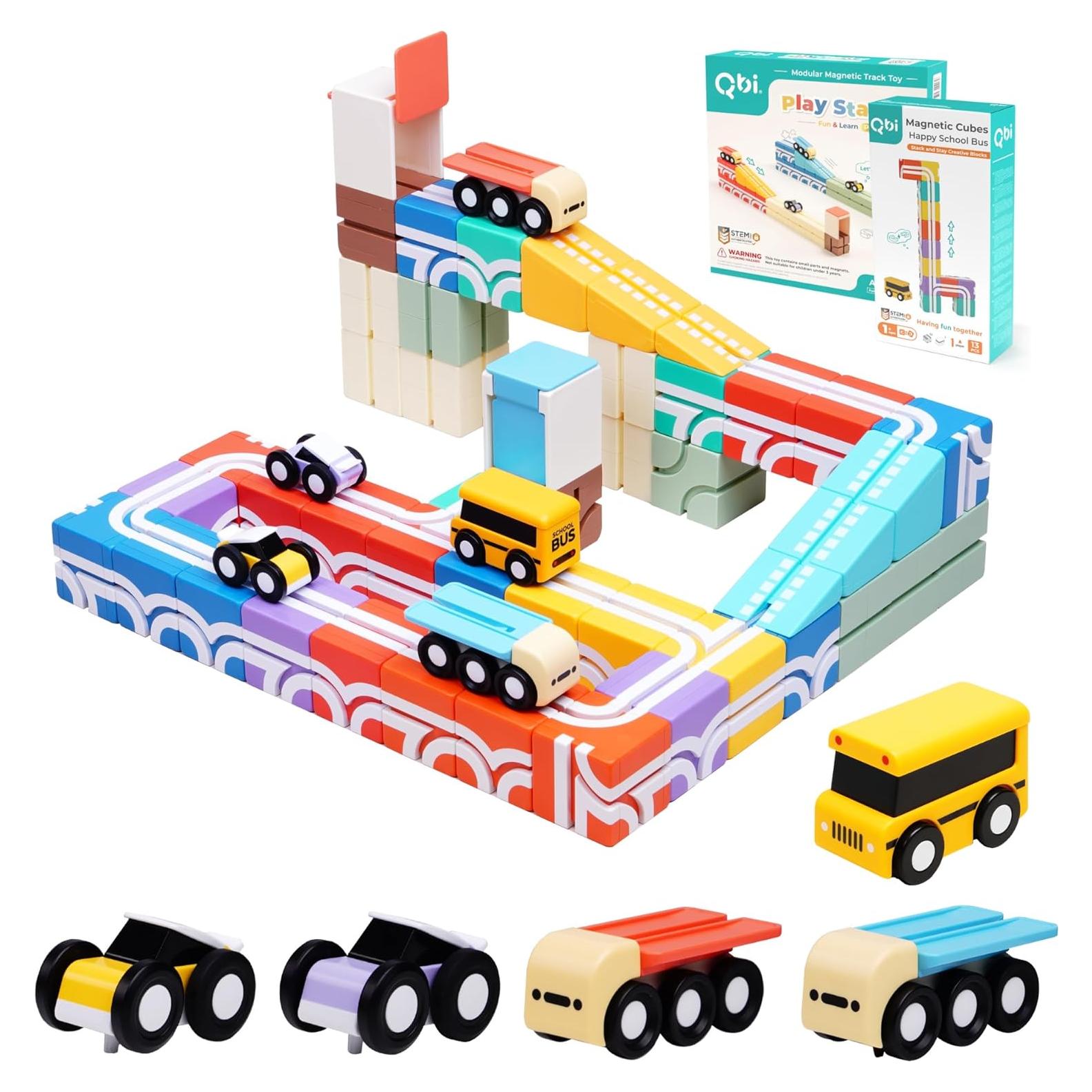 Conjunto de Juguetes QBI STEM 49 Piezas - Coches y Pistas 3D