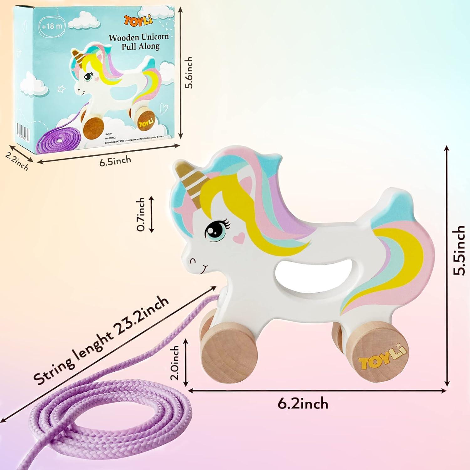 Juguete de empuje y tirón unicornio Toyli 16.8x14.5 cm