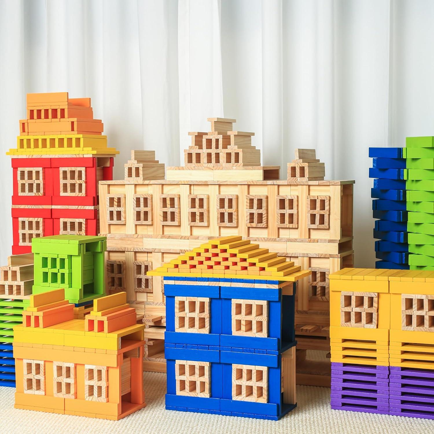 300 Bloques de Construcción de Madera Natural Penepico 3-8 Años