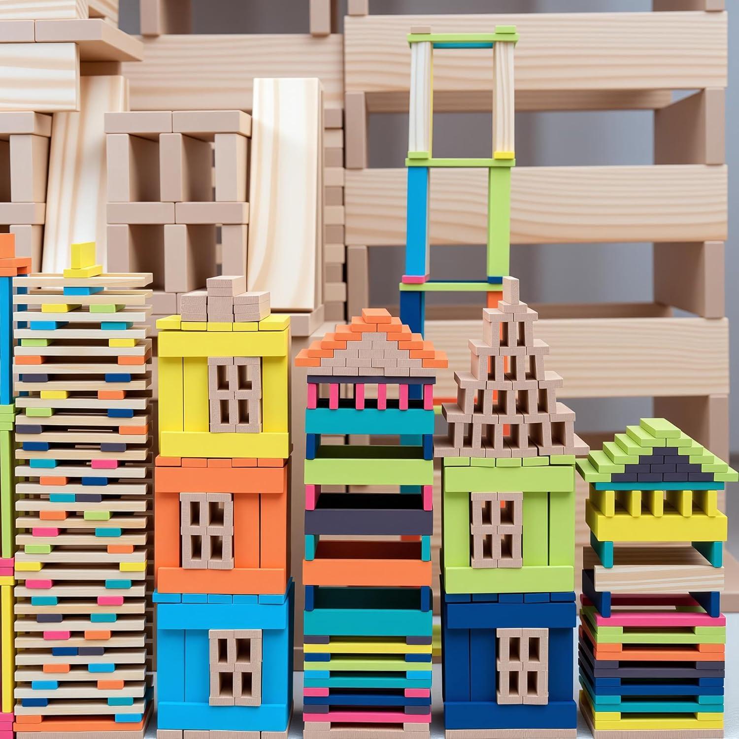 300 Bloques de Construcción de Madera Natural Penepico 3-8 Años