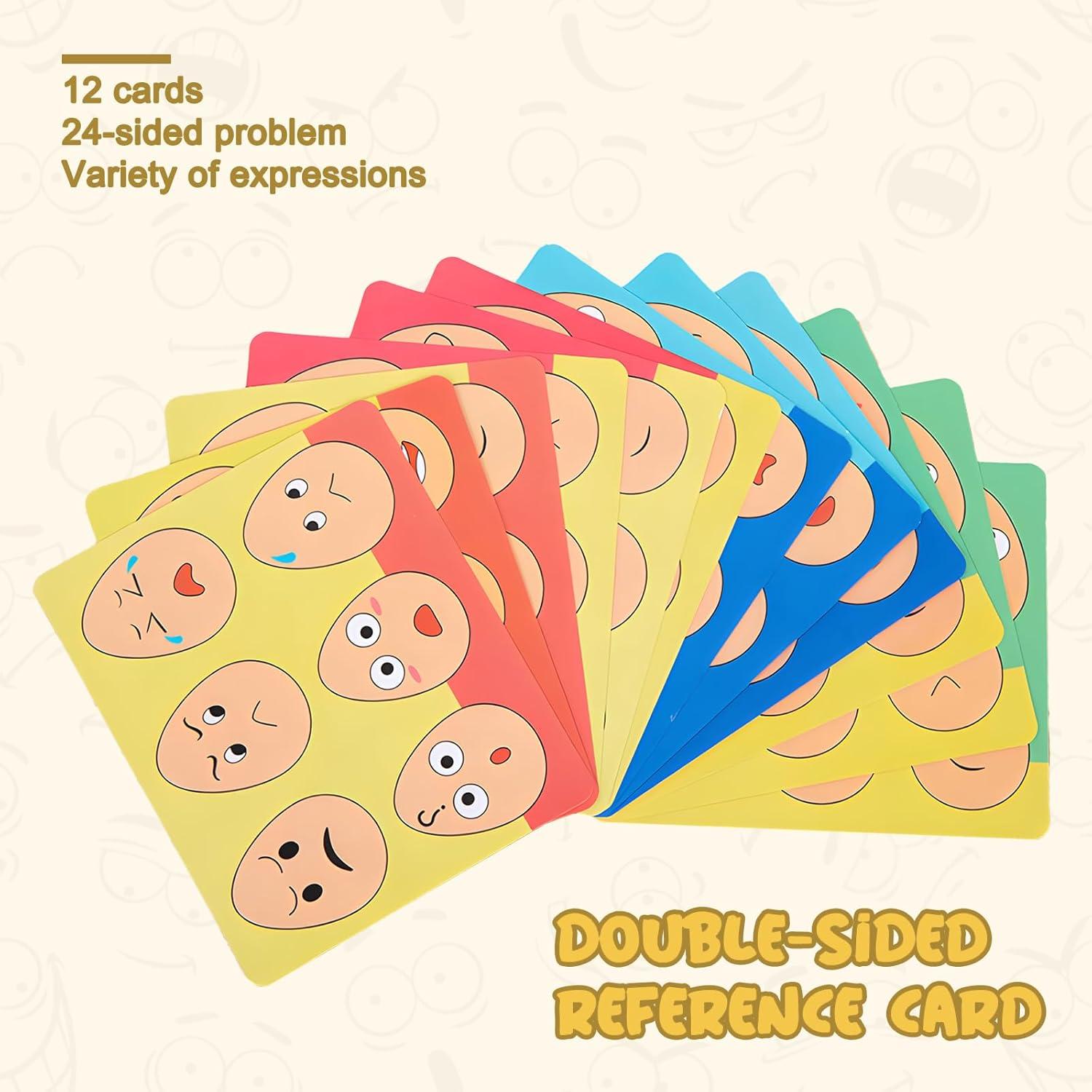 Juguetes Montessori de Madera para Niños 1-3 Años - Rompecabezas de Expresiones Faciales