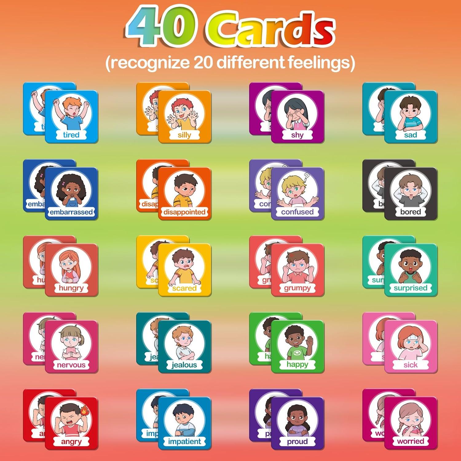 Juego de Memoria de Emociones Aizweb - 40 Tarjetas para Niños