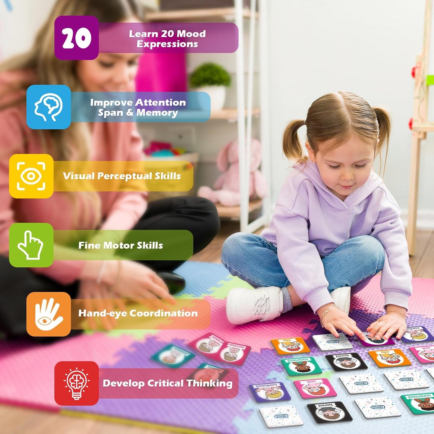 Juego de Memoria de Emociones Aizweb - 40 Tarjetas para Niños