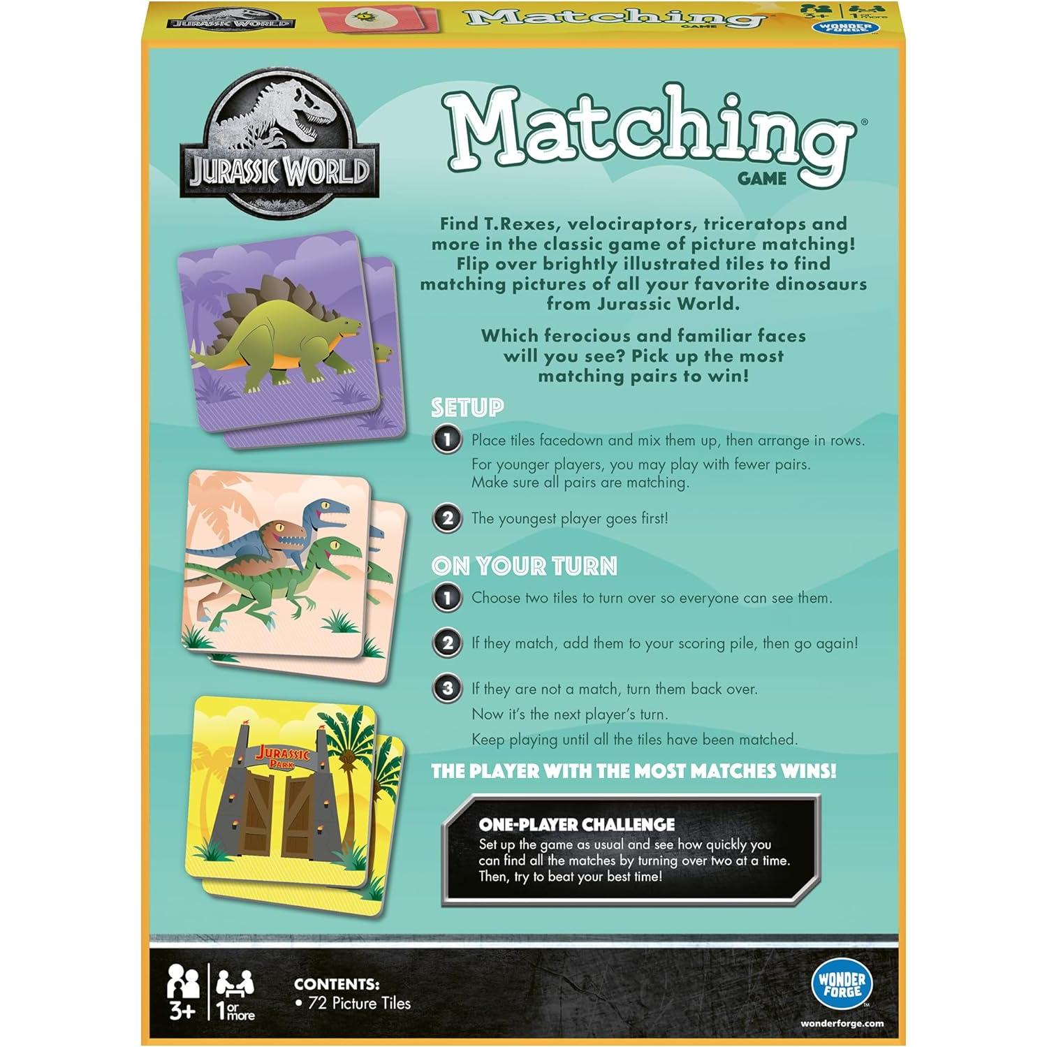 Juego de Memoria Jurassic World Wonder Forge - Dinosaurios que Brillan