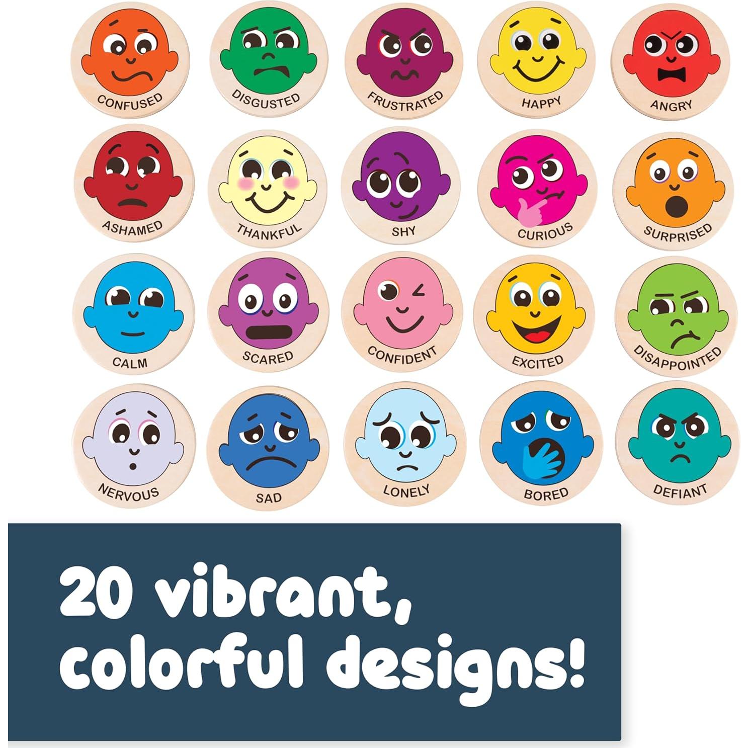 Imanes de Madera SPARK & WOW - 20 Emociones para Niños 2+