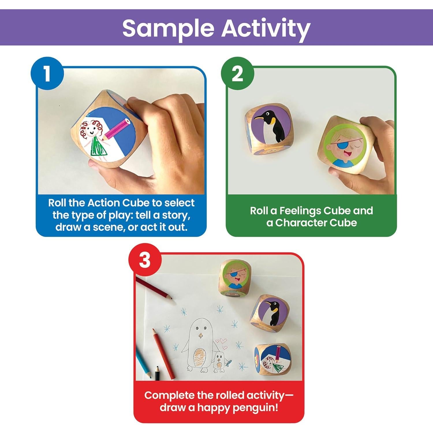 Juego de Dados Rolling for Feelings hand2mind - 7 Cubos de Madera