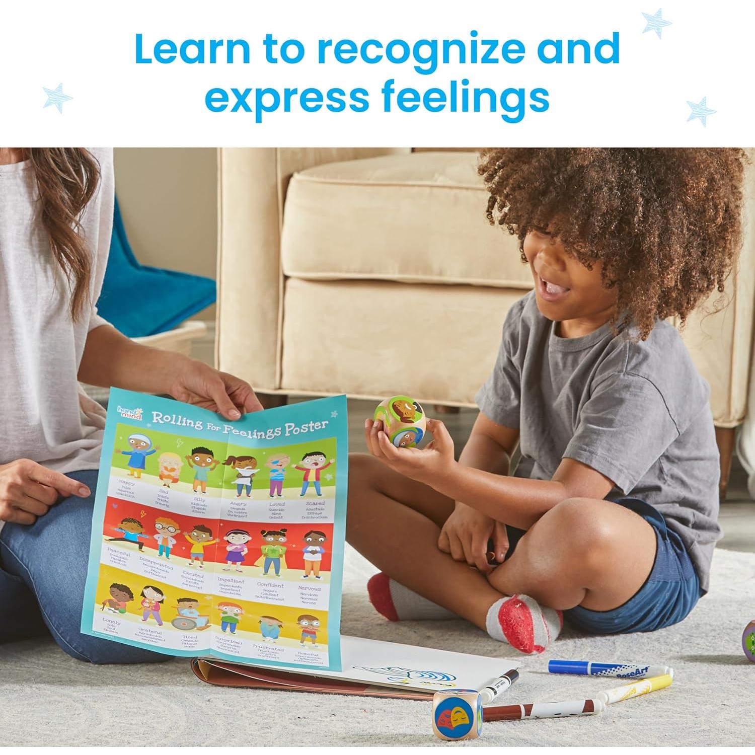 Juego de Dados Rolling for Feelings hand2mind - 7 Cubos de Madera