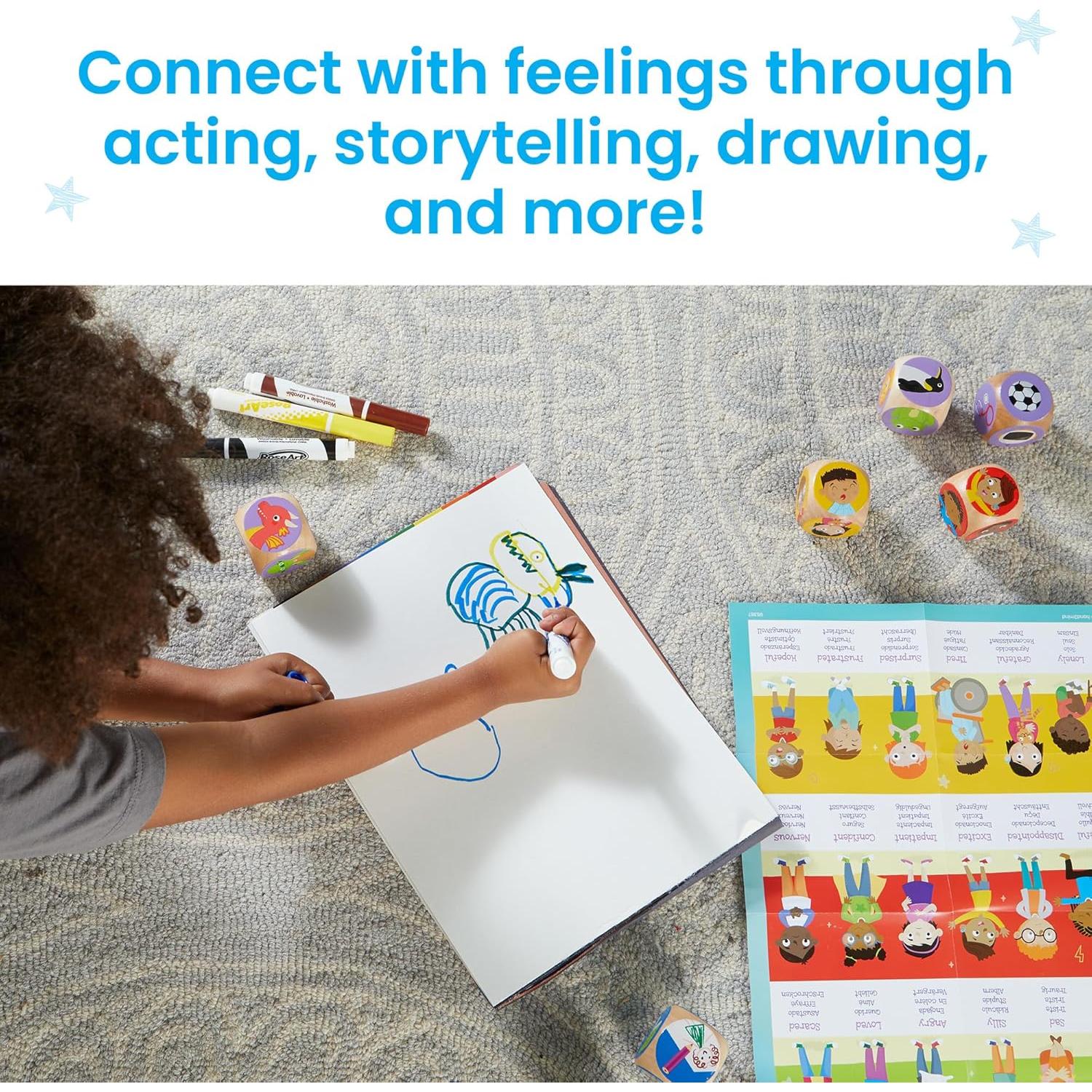 Juego de Dados Rolling for Feelings hand2mind - 7 Cubos de Madera