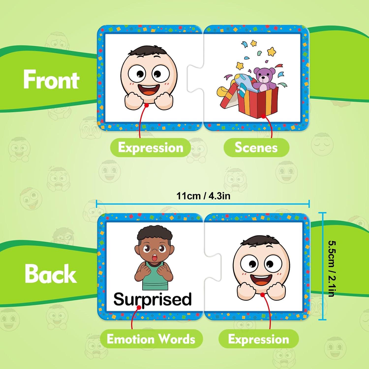 Tarjetas de Rompecabezas de Sentimientos y Emociones - Dingliu - 20 Piezas