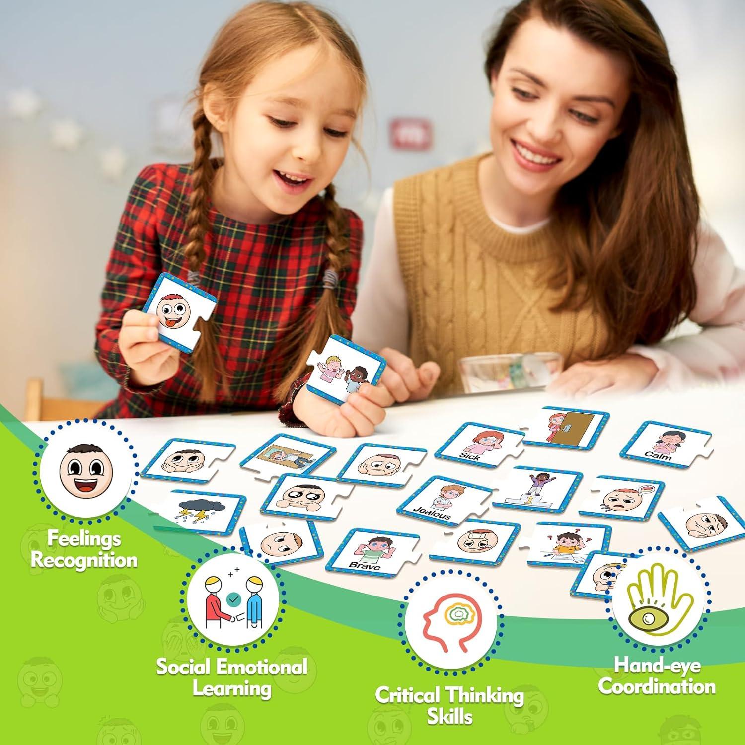 Tarjetas de Rompecabezas de Sentimientos y Emociones - Dingliu - 20 Piezas