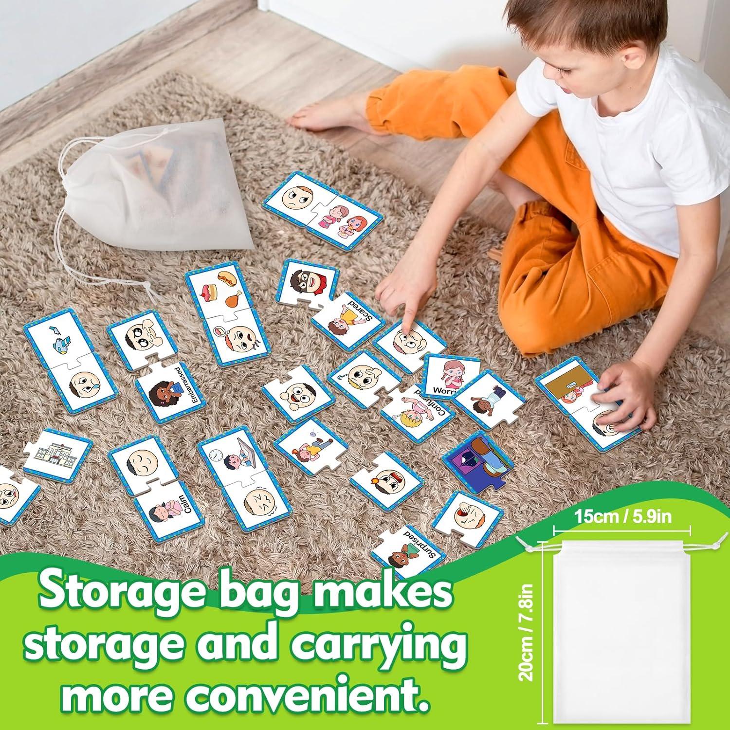 Tarjetas de Rompecabezas de Sentimientos y Emociones - Dingliu - 20 Piezas