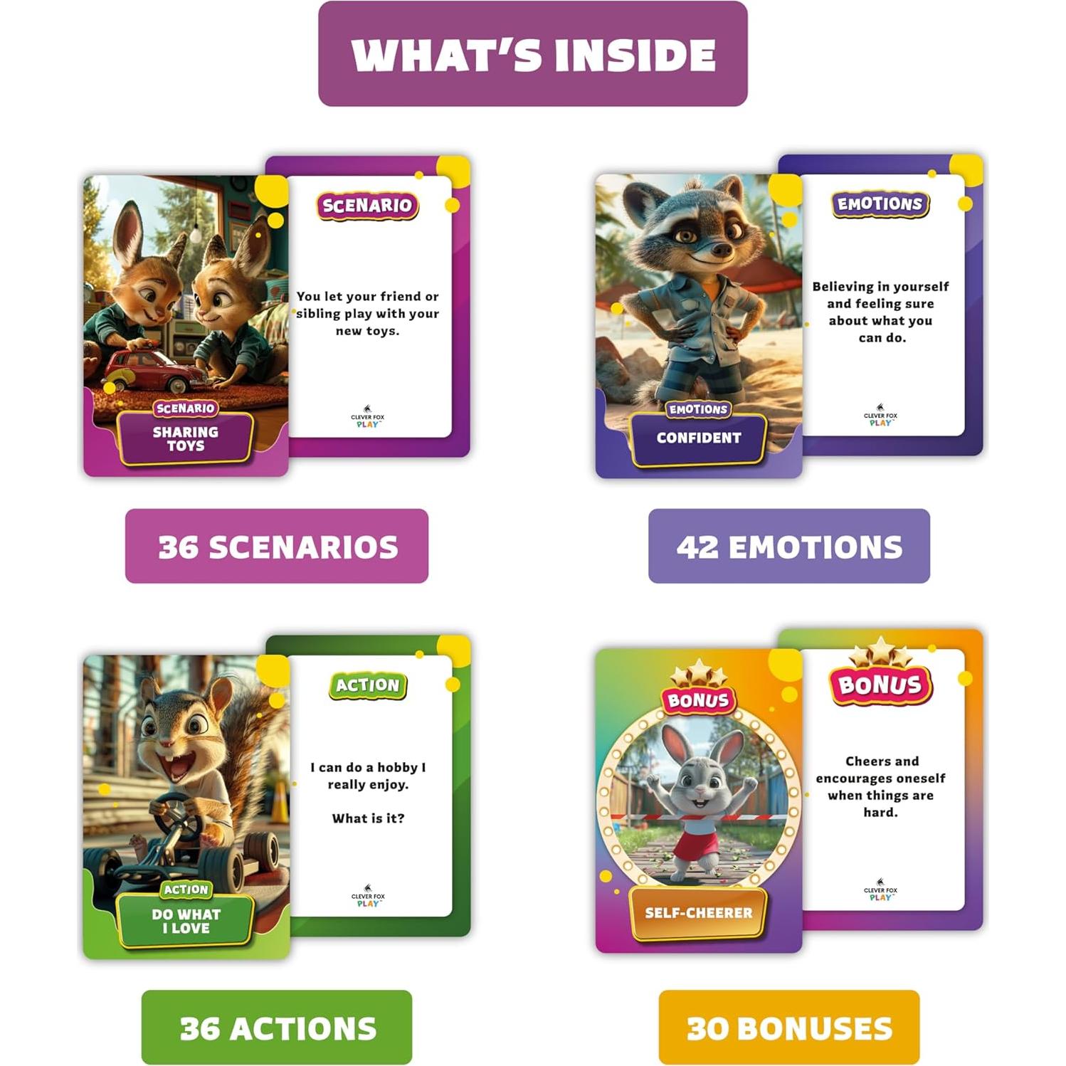 Juego de Cartas Rumble de Emociones Clever Fox - 144 Cartas para Niños 6+