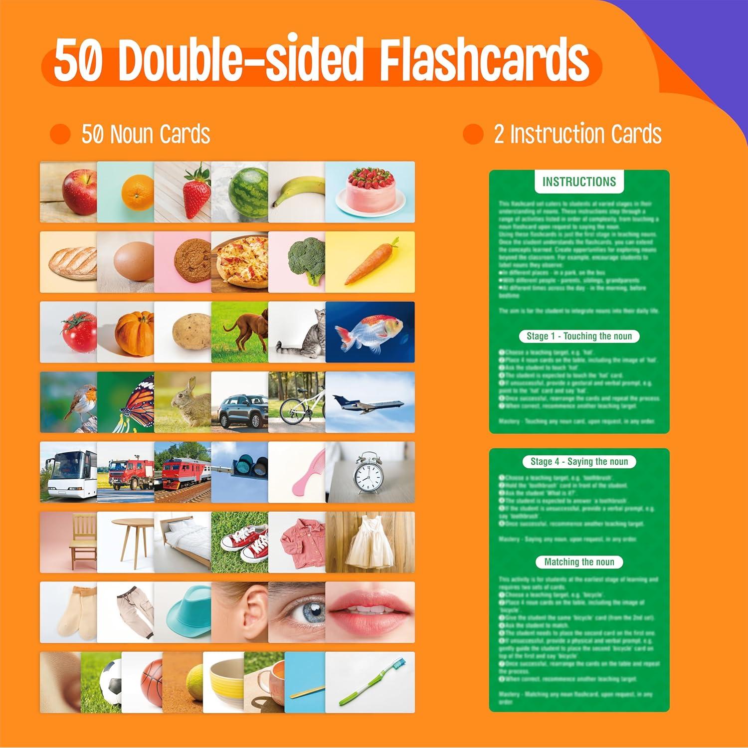 50 Tarjetas de Flash de Sustantivos SpriteGru - Aprendizaje Visual